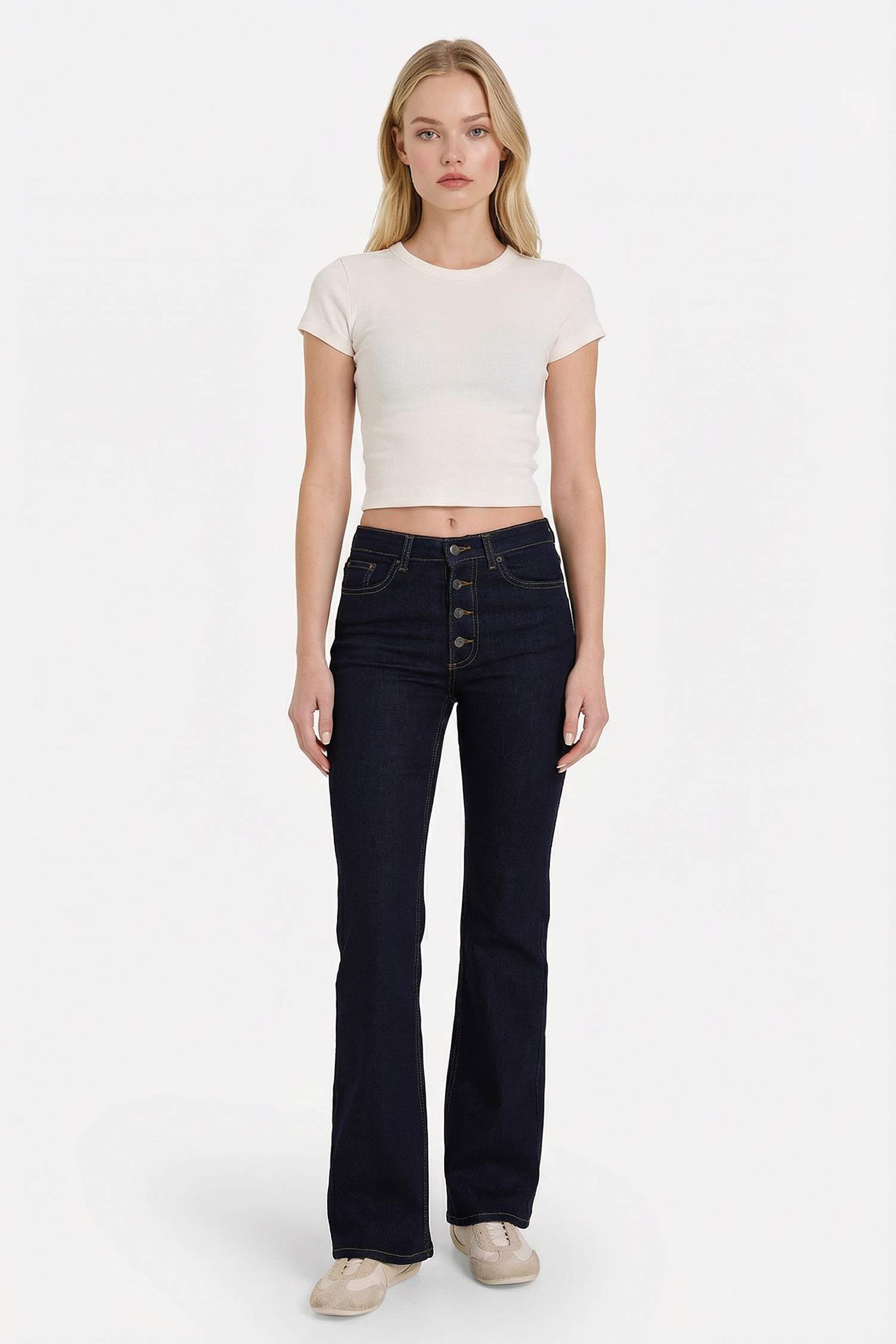 Mia Flare Fit Normal Bel Düz Paça Uzun Jean Pantolon