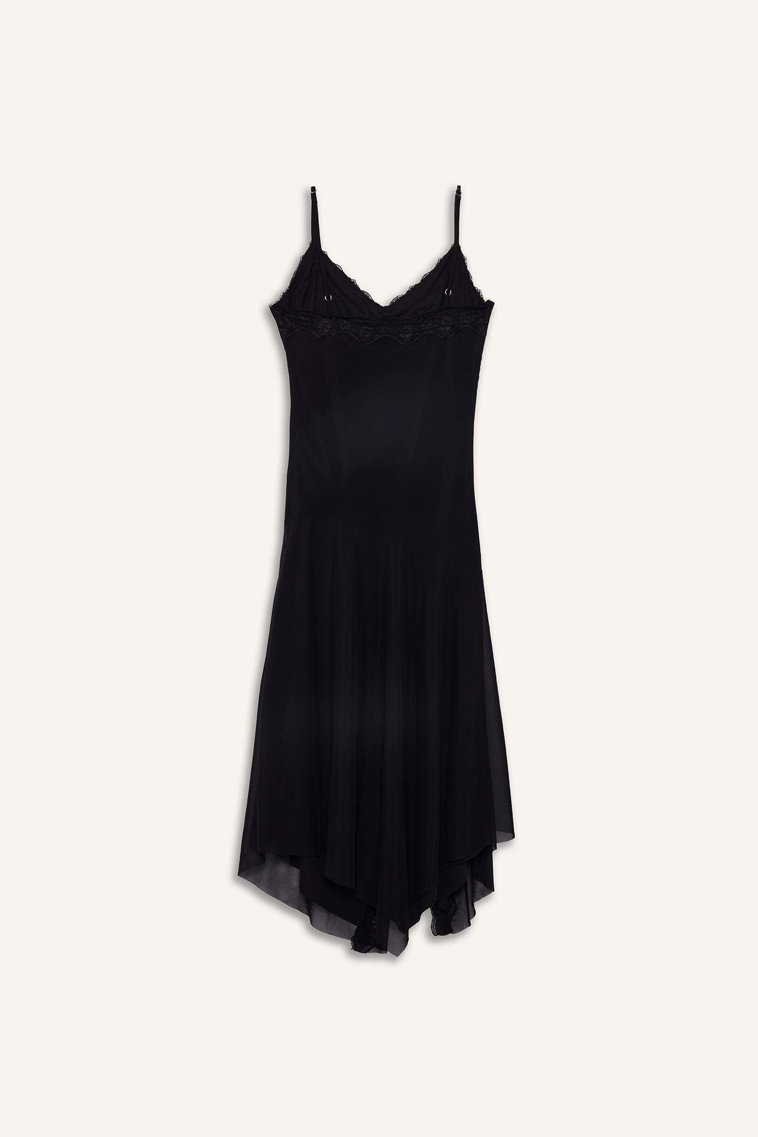 Asymmetric V-Neck Tulle Midi Dress