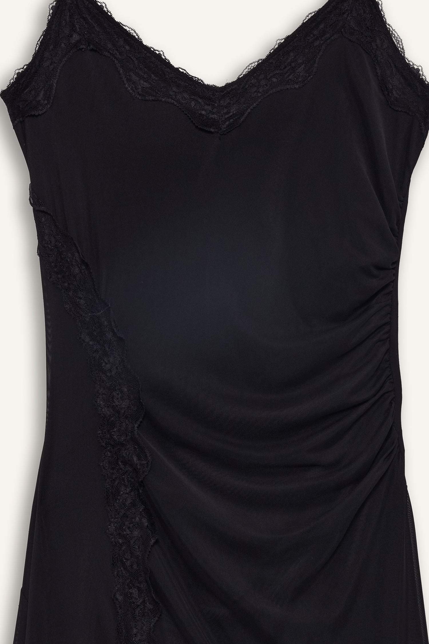 Afra x DeFacto Coool Asimetrik V Yaka Tül Askılı Midi Elbise