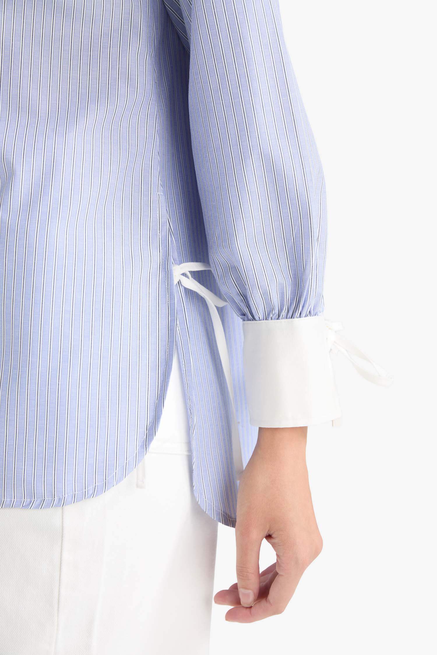 Regular Fit Woven Long Sleeve Striped Tunic