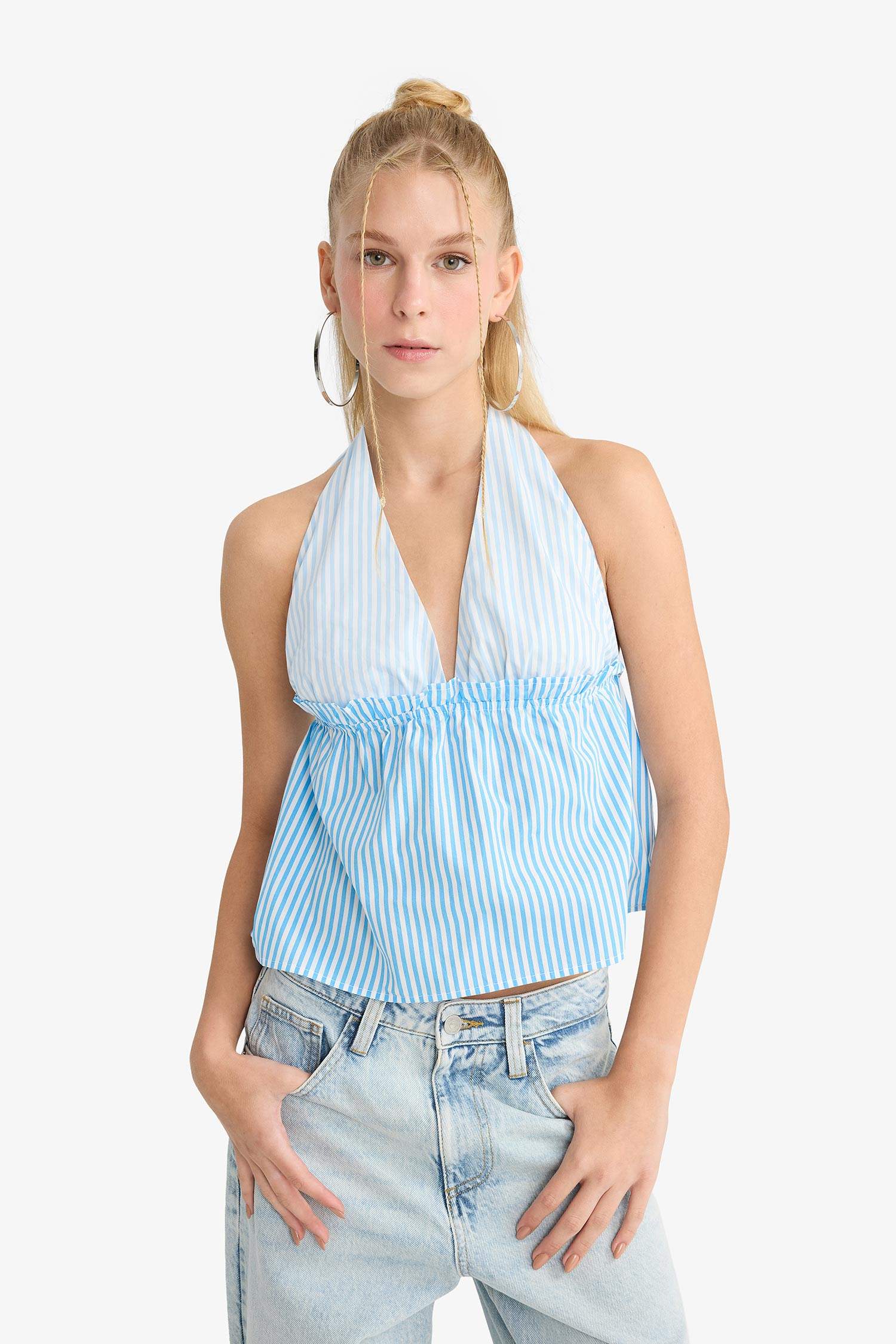 Poplin Halter Neck Blouse