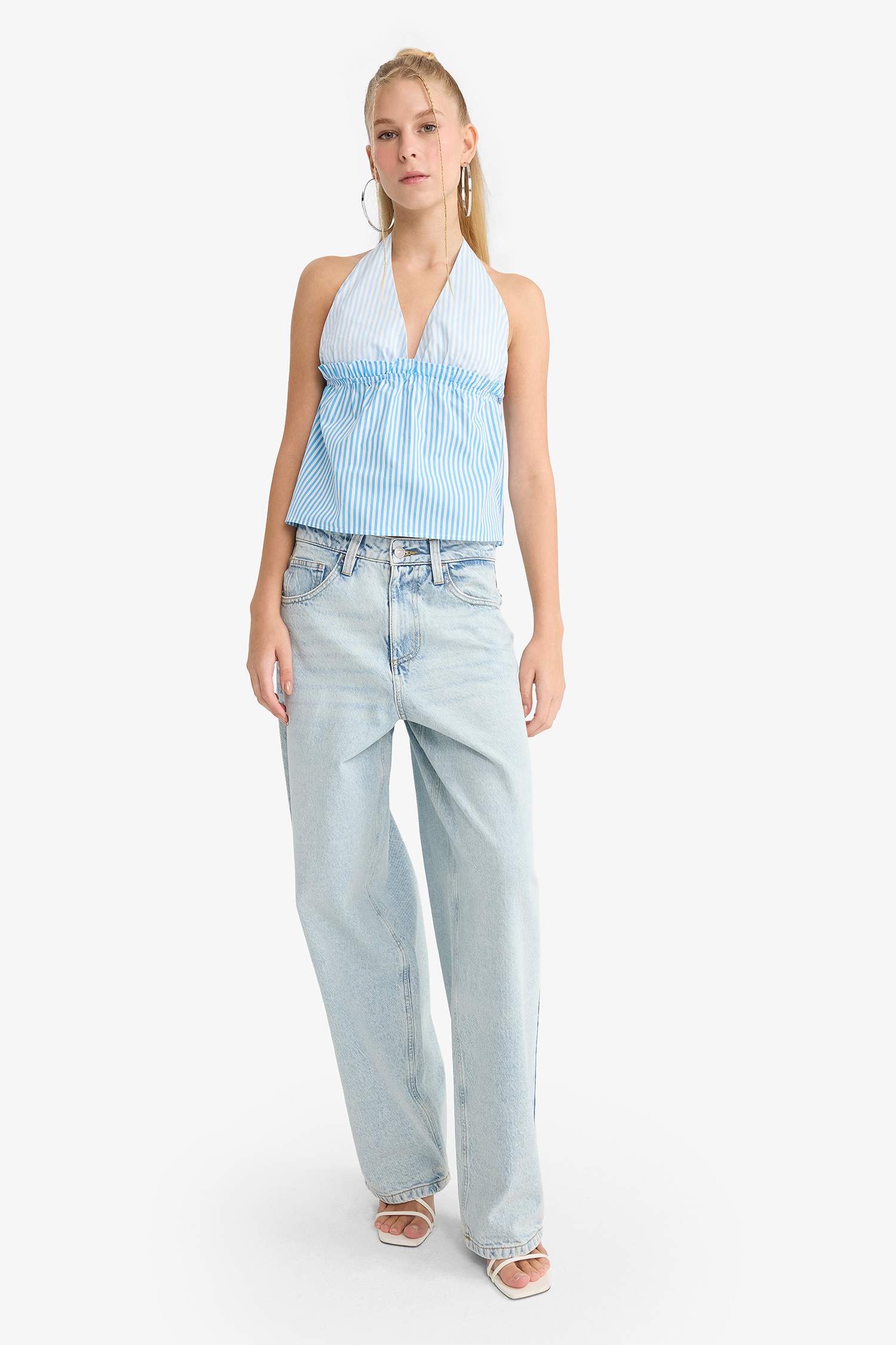 Poplin Halter Neck Blouse