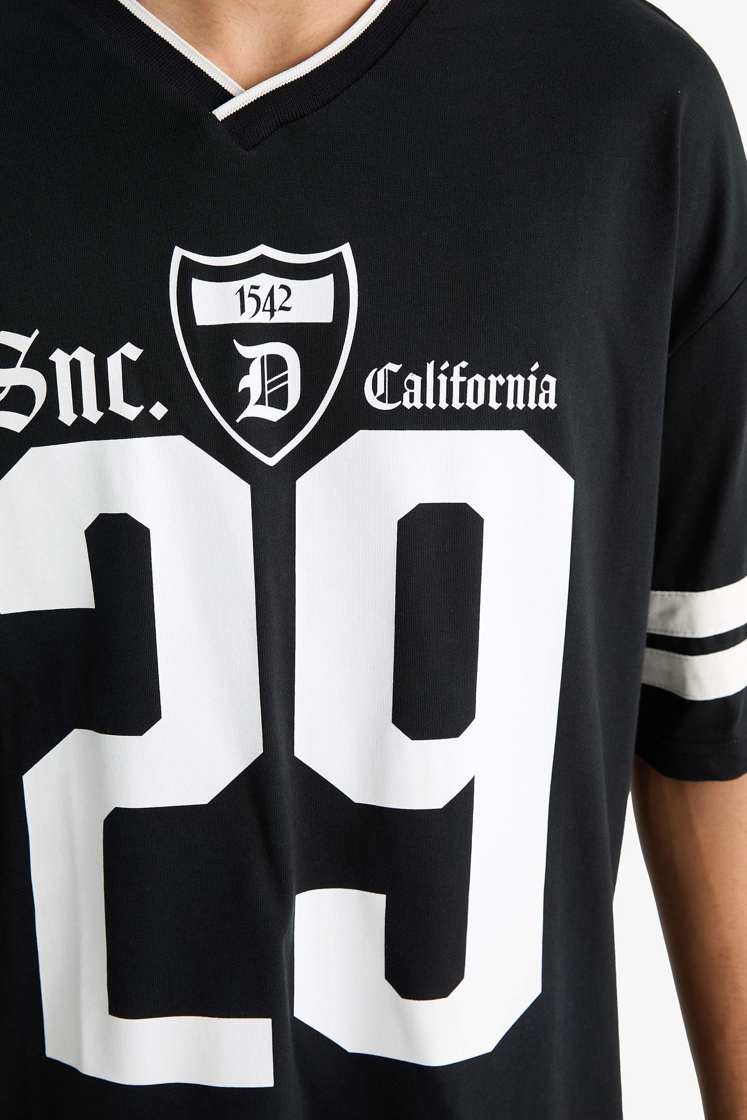 Loose Fit Bisiklet Yaka Baskılı Kısa Kollu Tişört