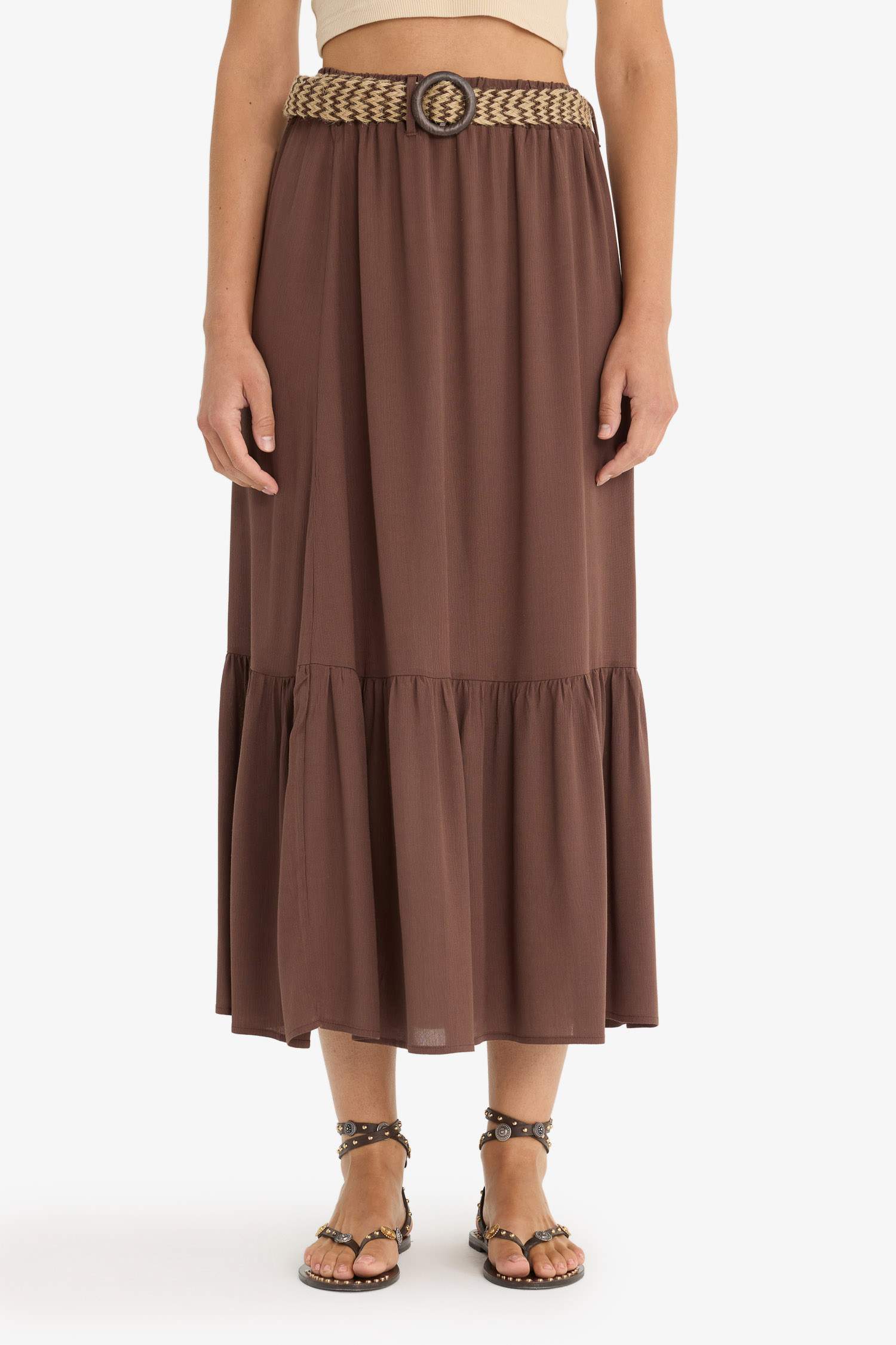 A Cut Crinkle Viscose Skirt