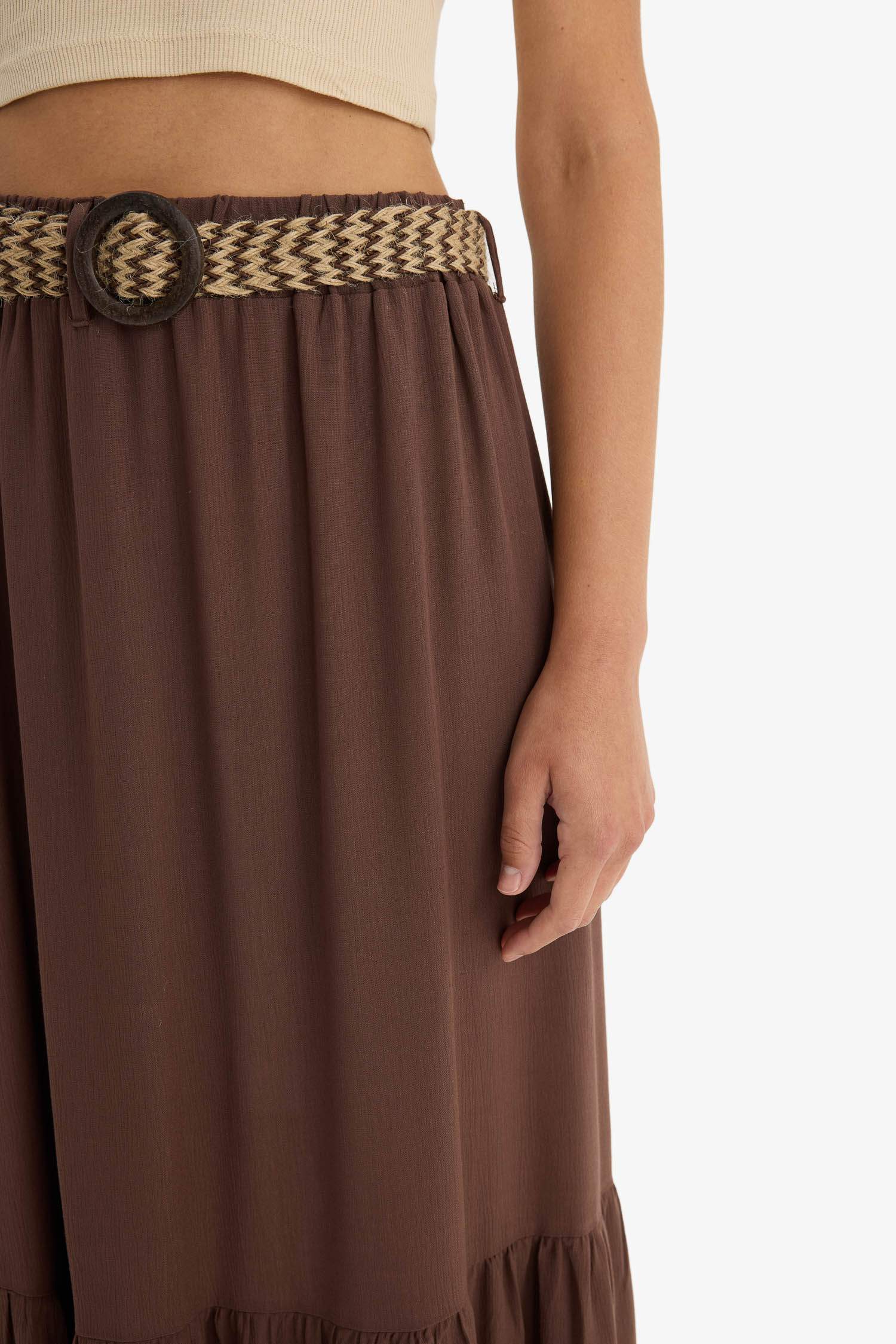 A Cut Crinkle Viscose Skirt