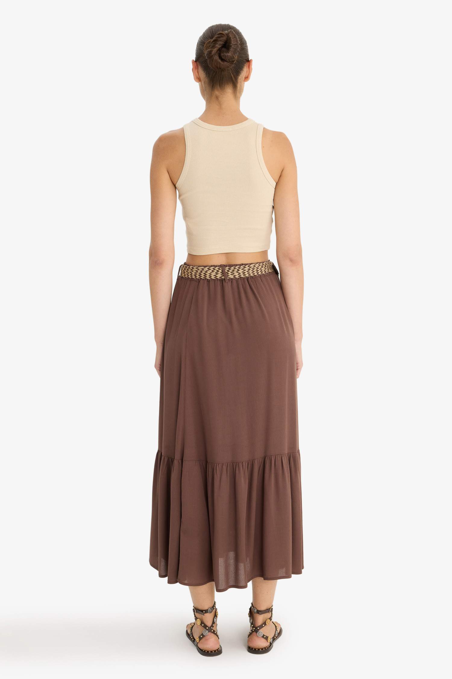 A Cut Crinkle Viscose Skirt