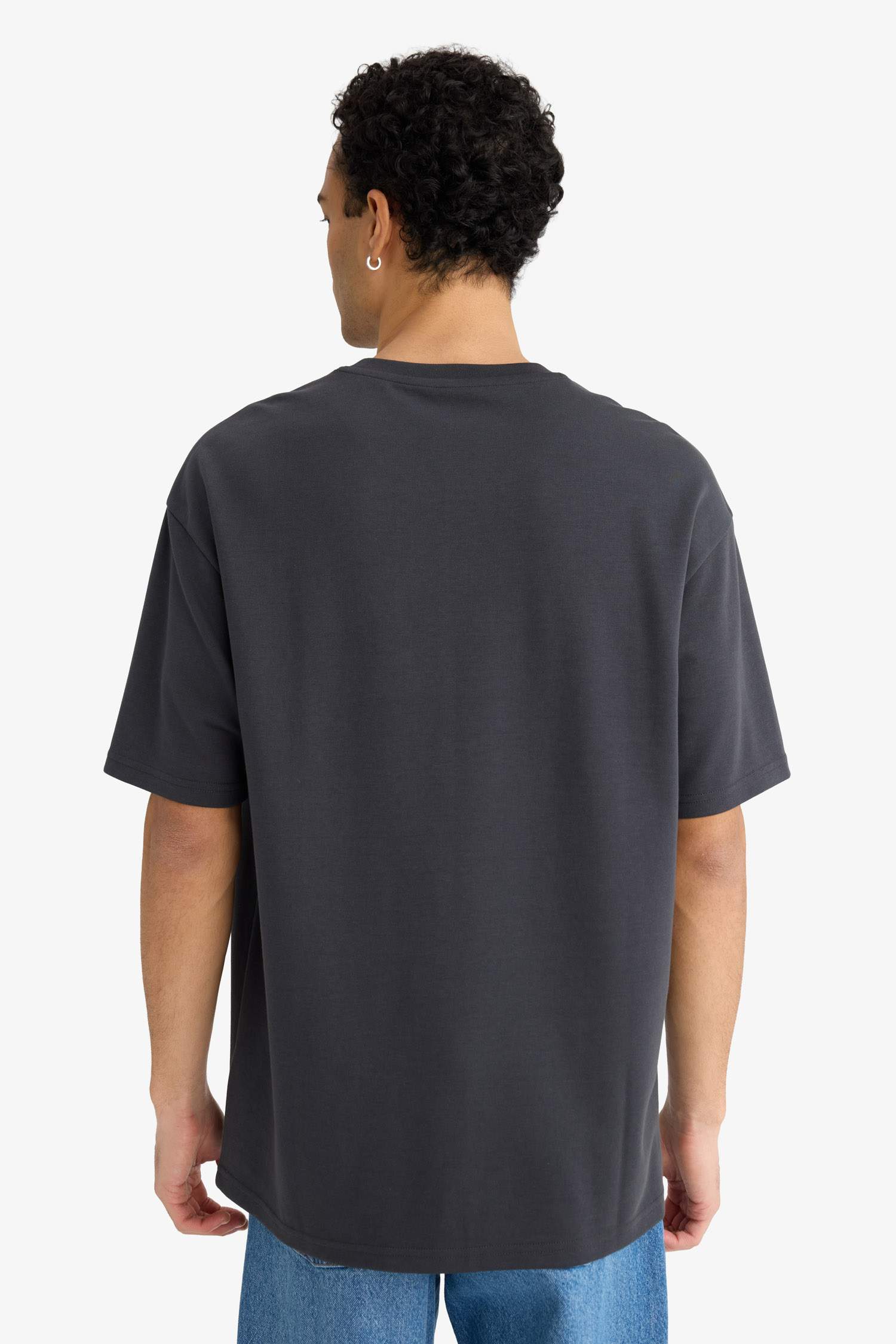 T-shirt boxy à col rond et manches courtes imprimé