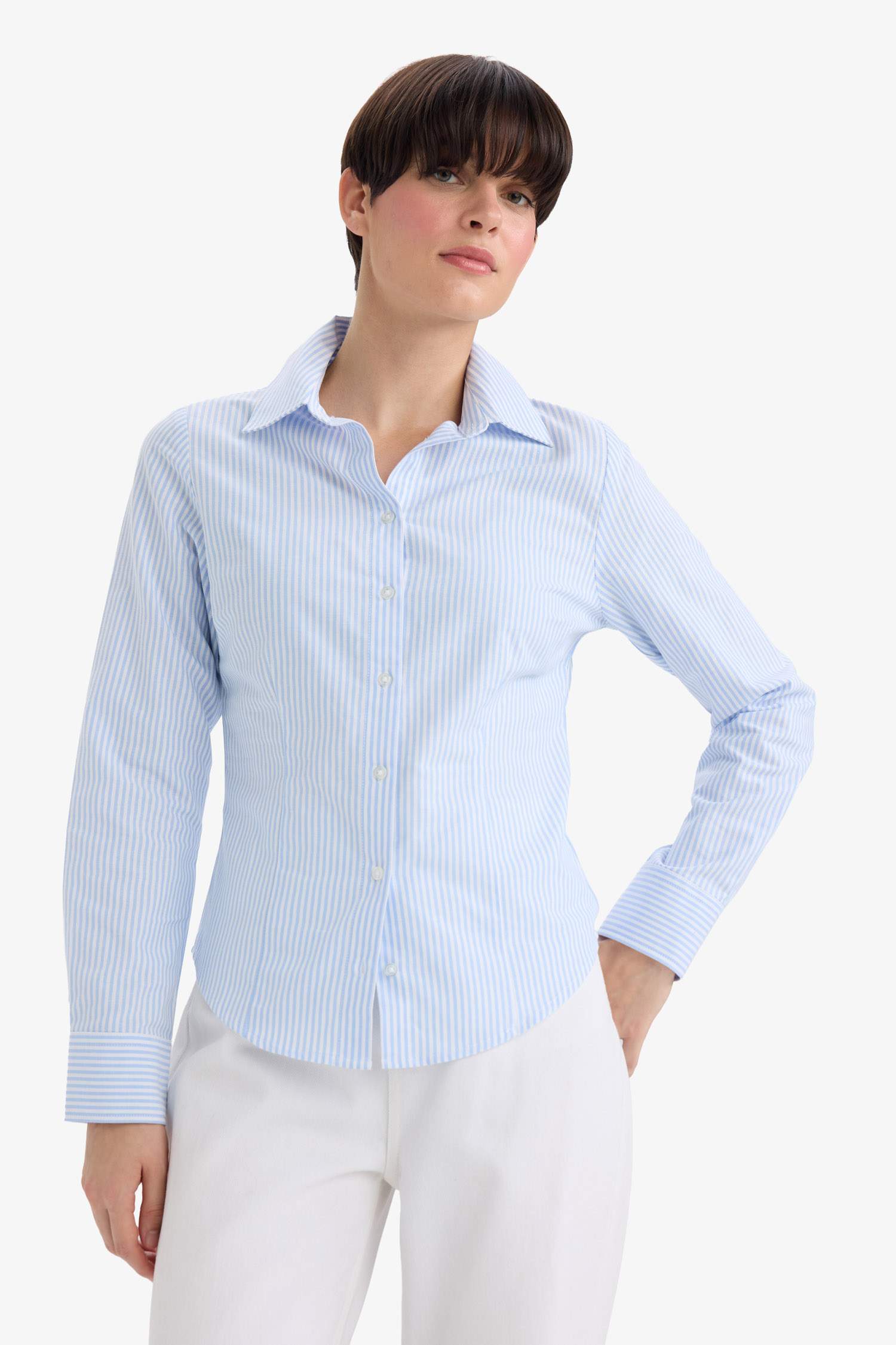 قميص ردن طويل أوكسفورد مخصر