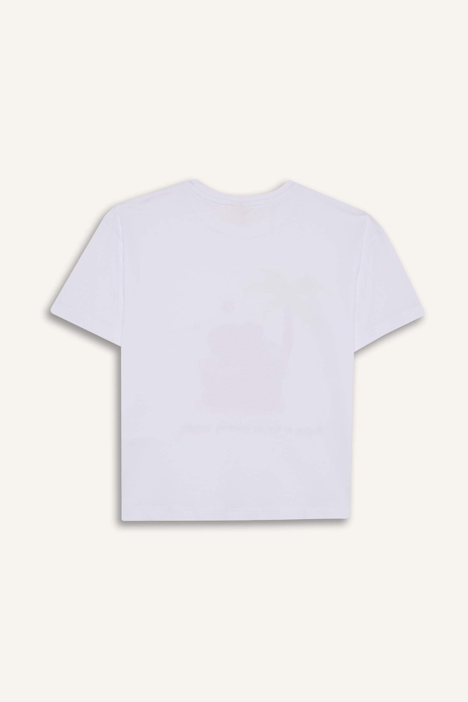 تيشيرت بناتي نص ردن اوفر سايز بياقة مستديرة