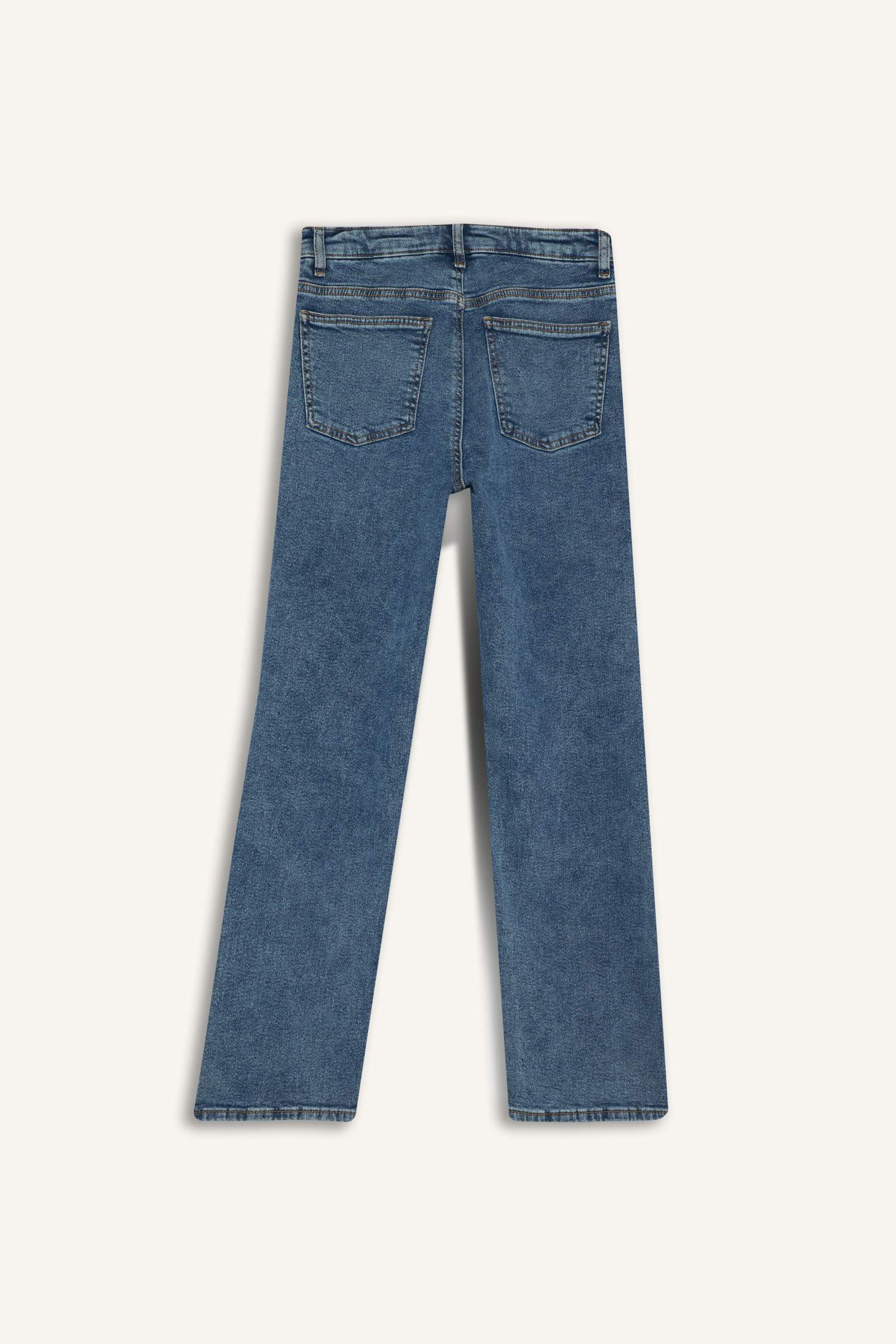 Comfort Straight Normal Bel Bilek Boy Jean Yıkamalı Pantolon