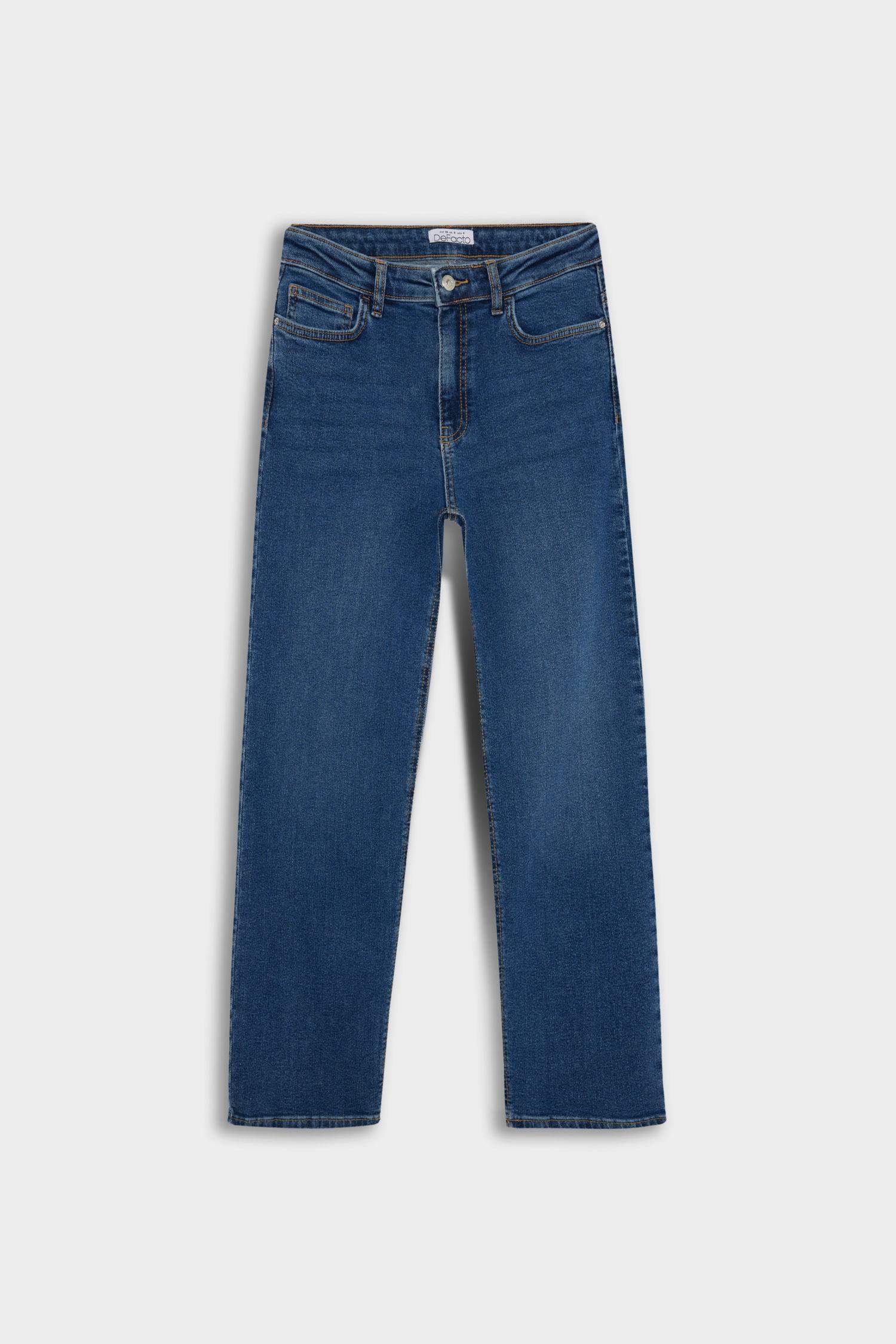 Comfort Straight Normal Bel Bilek Boy Jean Yıkamalı Pantolon