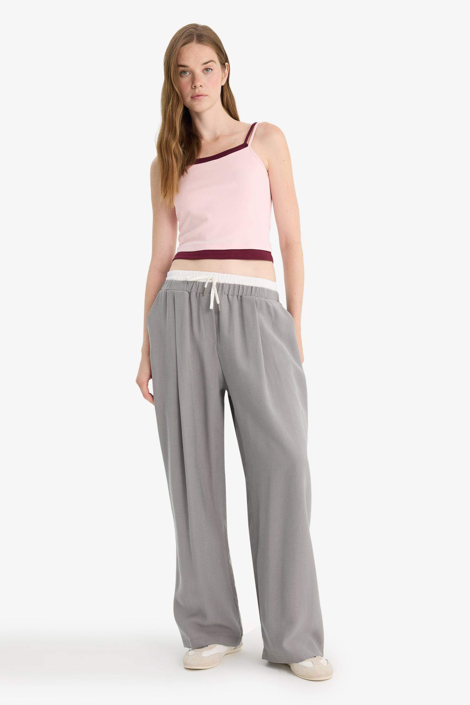 Baggy Fit Çift Cepli Normal Bel Standart Boy Tensel Pantolon