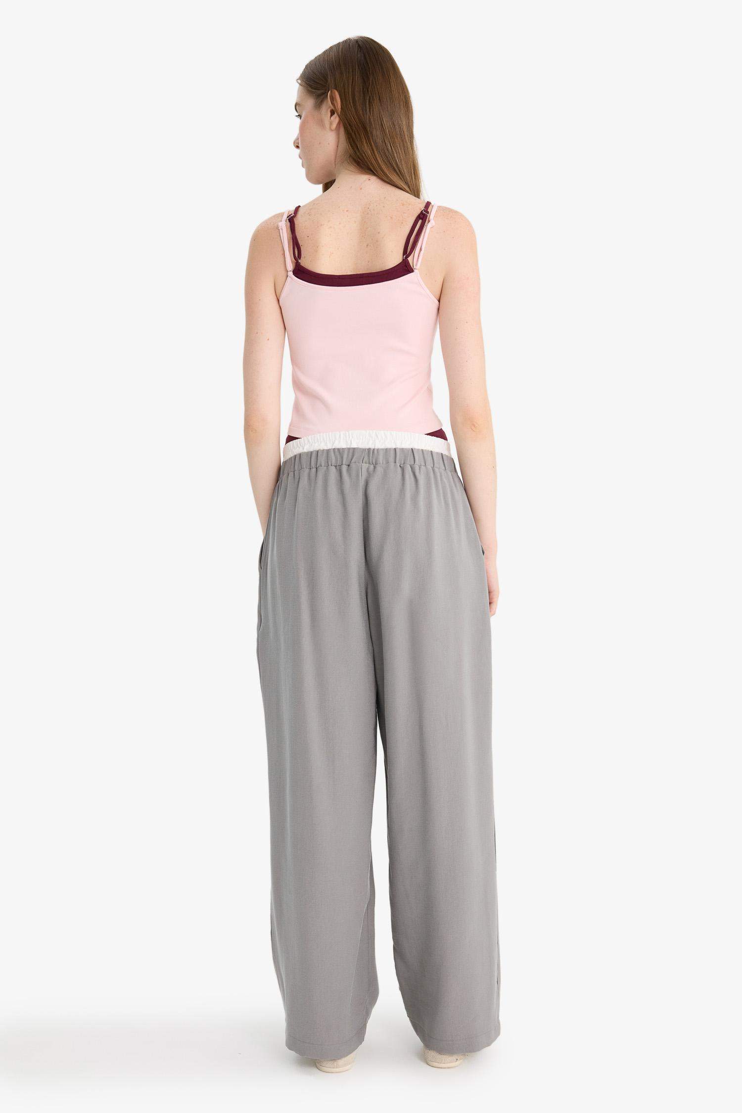 Baggy Fit Çift Cepli Normal Bel Standart Boy Tensel Pantolon