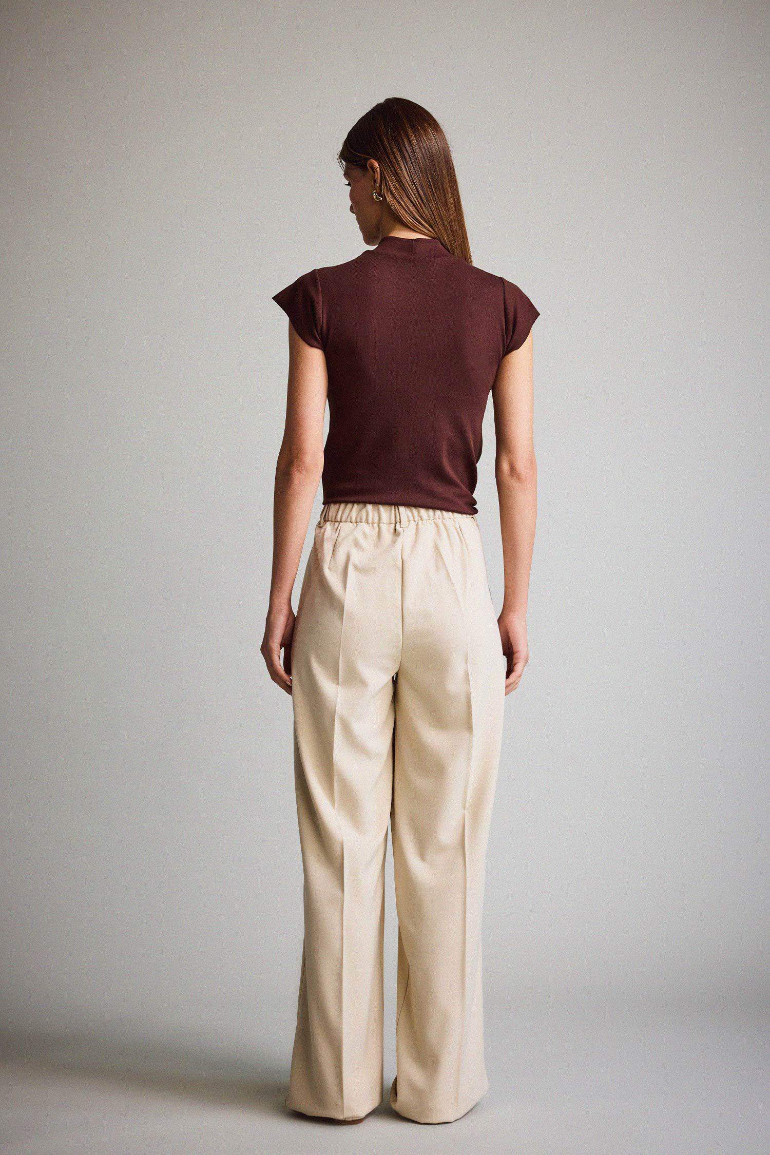 بنطرون برجل واسع وايد ليج بسحاب وخصر عالي