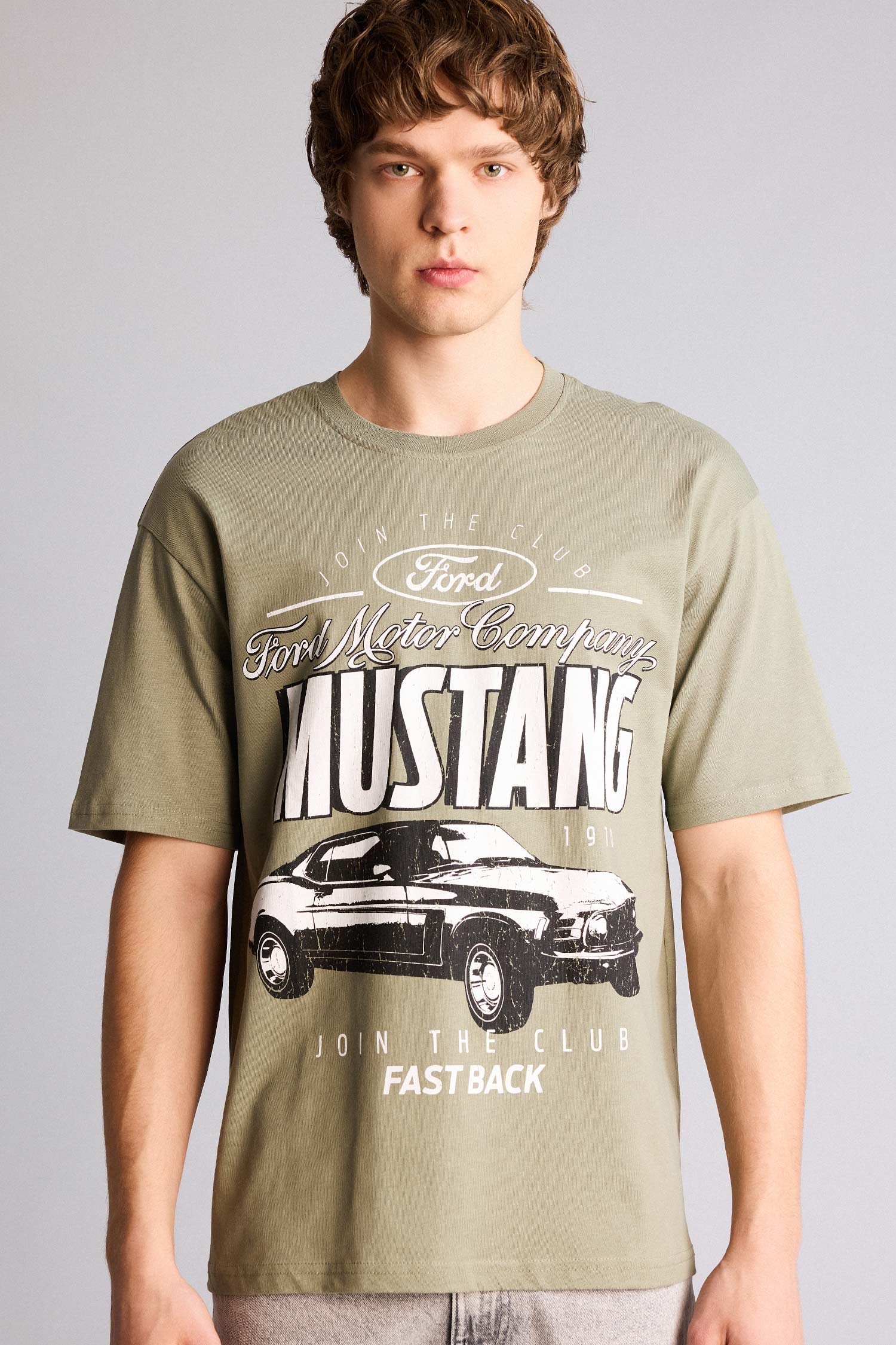 DeFacto %100 Pamuk Ford Motor Company Boxy Fıt Baskılı Tişört