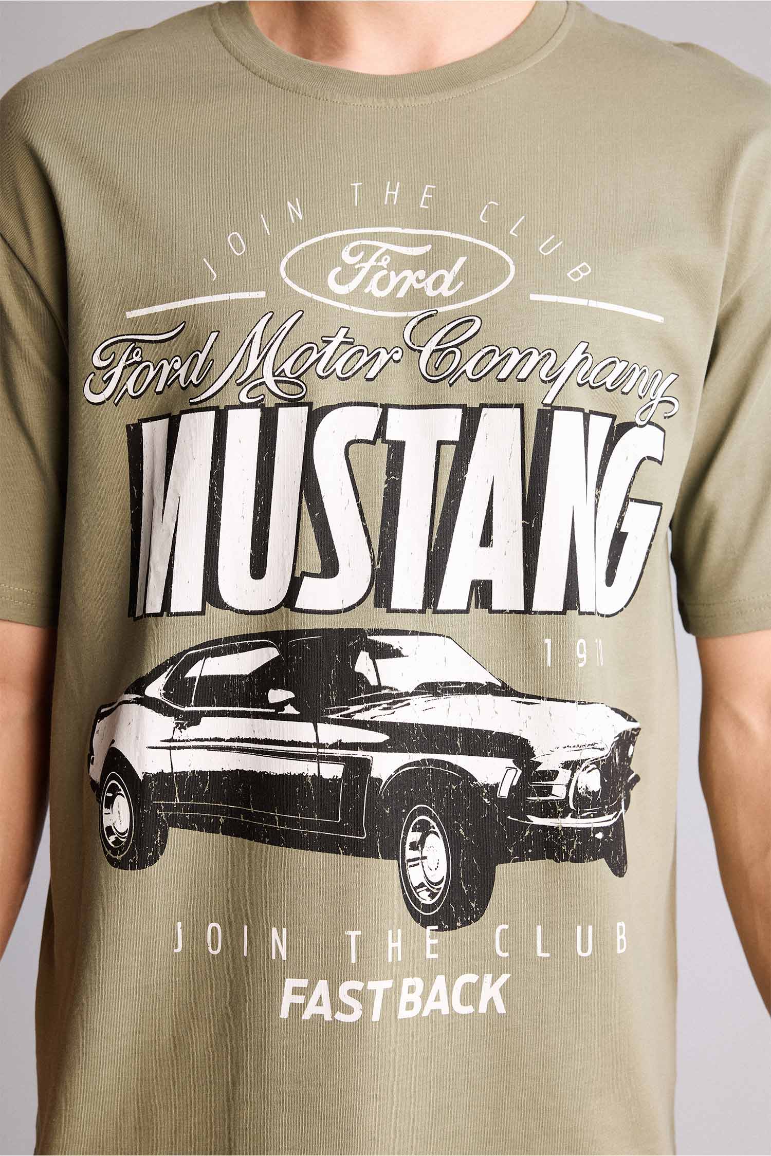 DeFacto %100 Pamuk Ford Motor Company Boxy Fıt Baskılı Tişört görsel 4