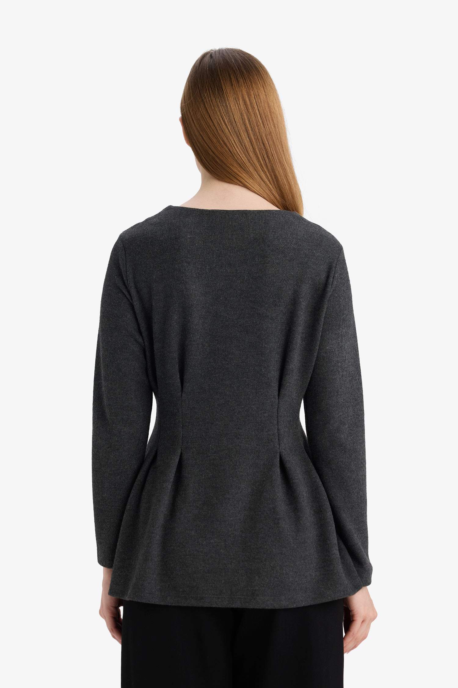 Bisiklet Yaka Belden Oturtmalı Uzun Kollu Tunik