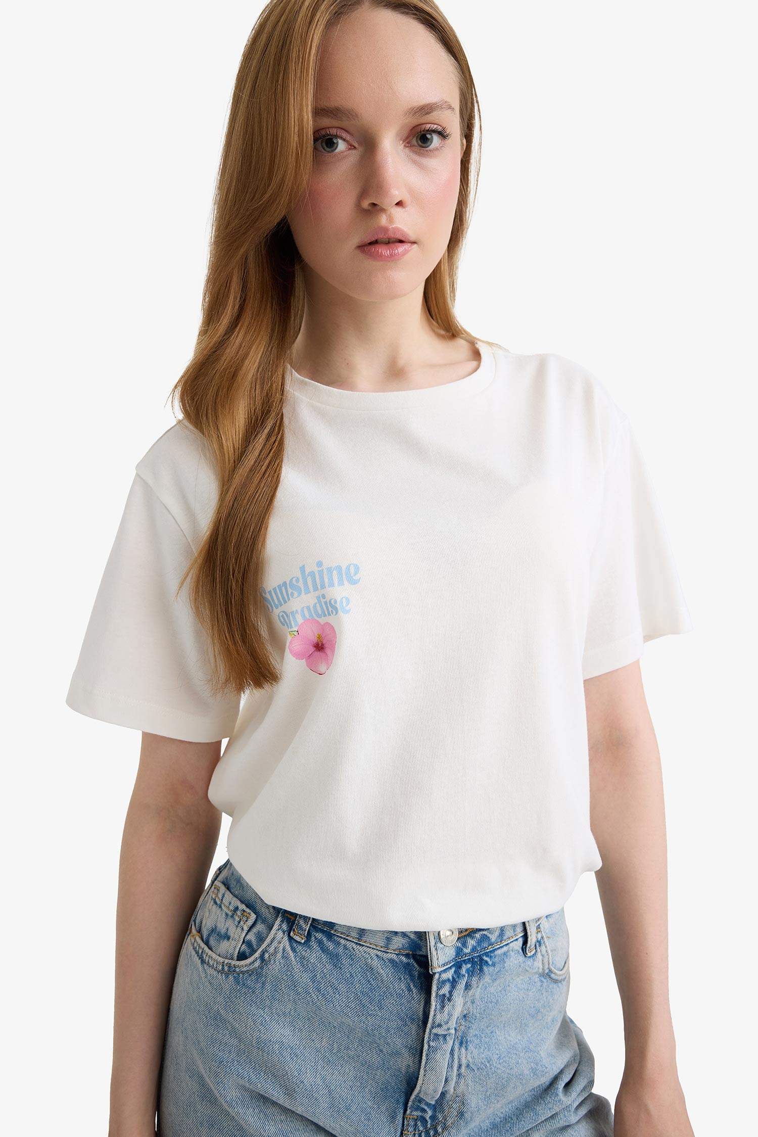 Regular Fit Crew Neck Floral Short Sleeve T-Shirt