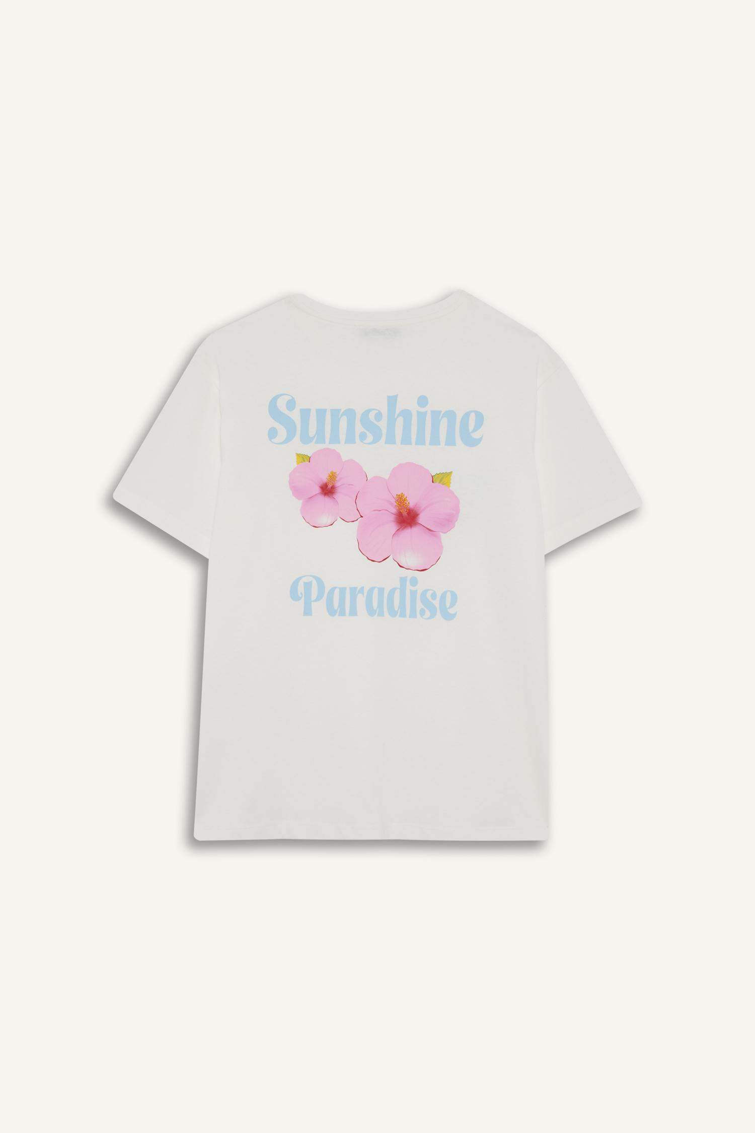 Regular Fit Crew Neck Floral Short Sleeve T-Shirt