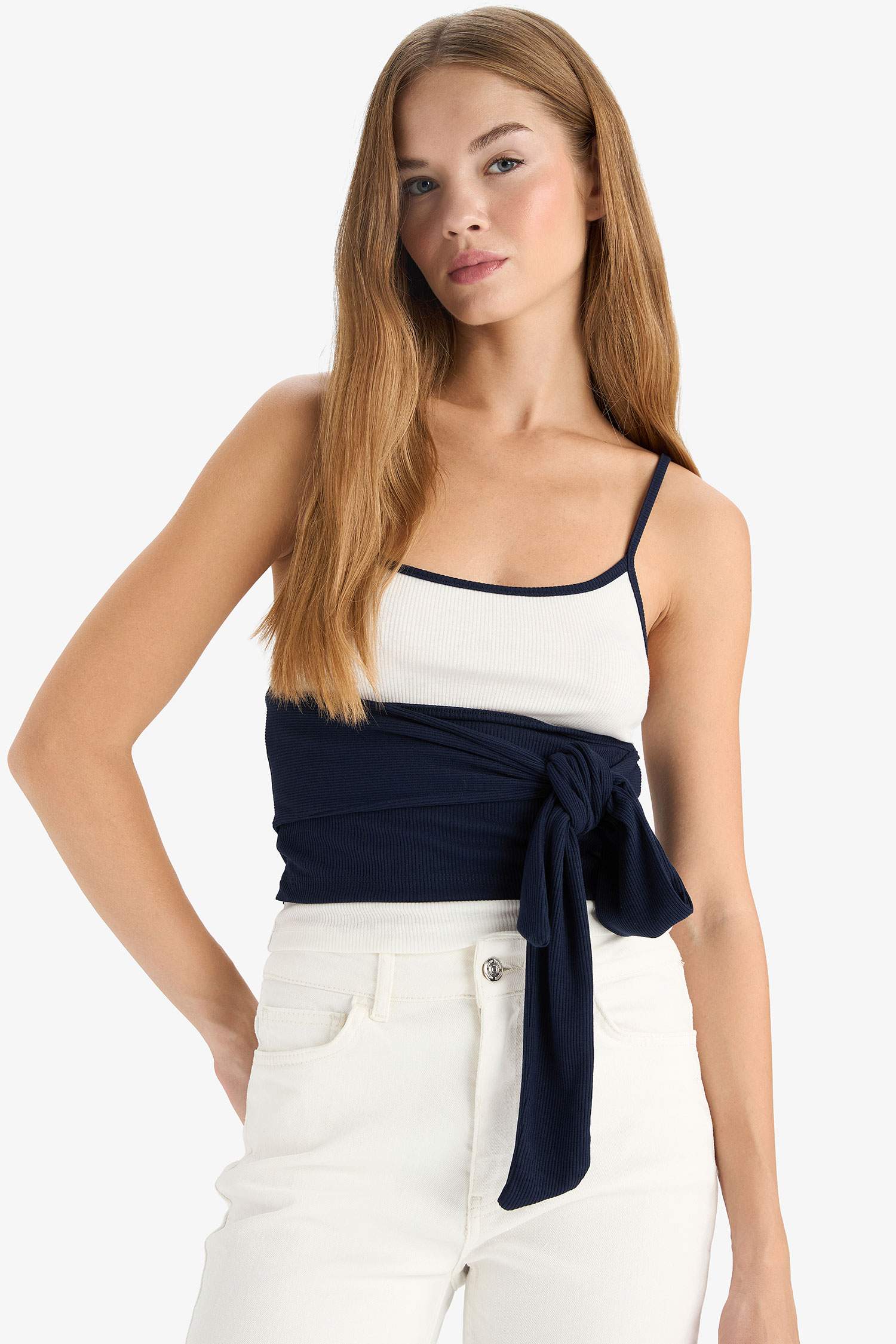 Waisted Camisole Belted Tank Top