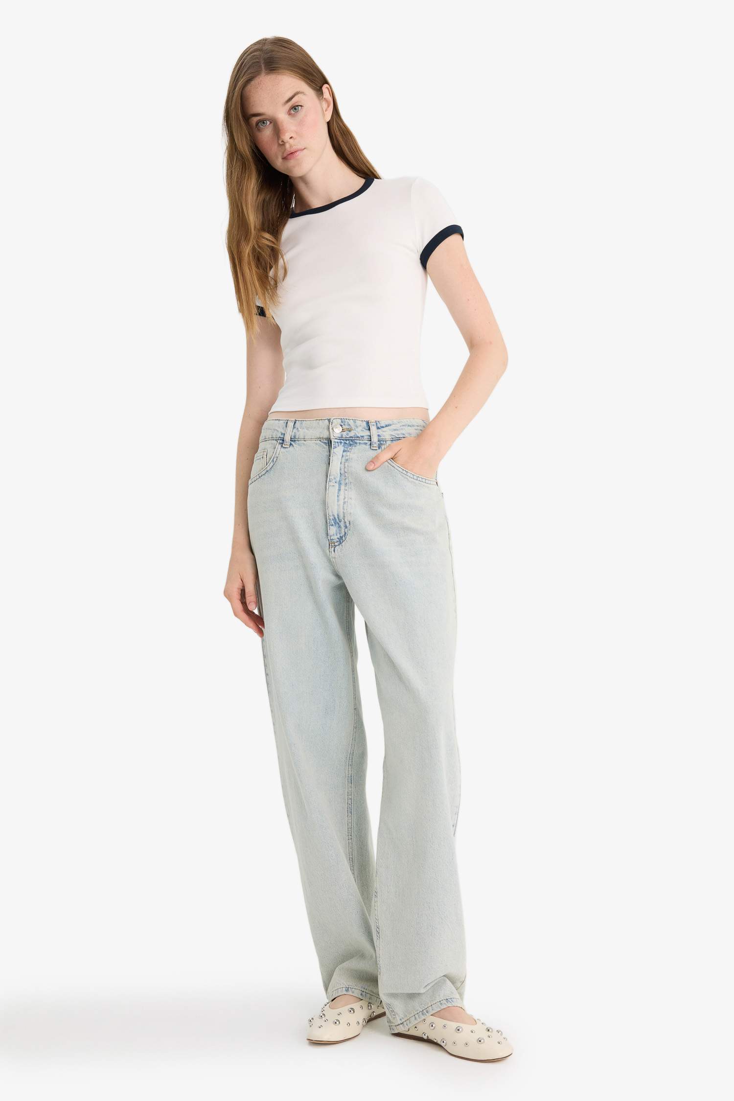 Fitted Crew Neck Ribbed Short Sleeve T-Shirt