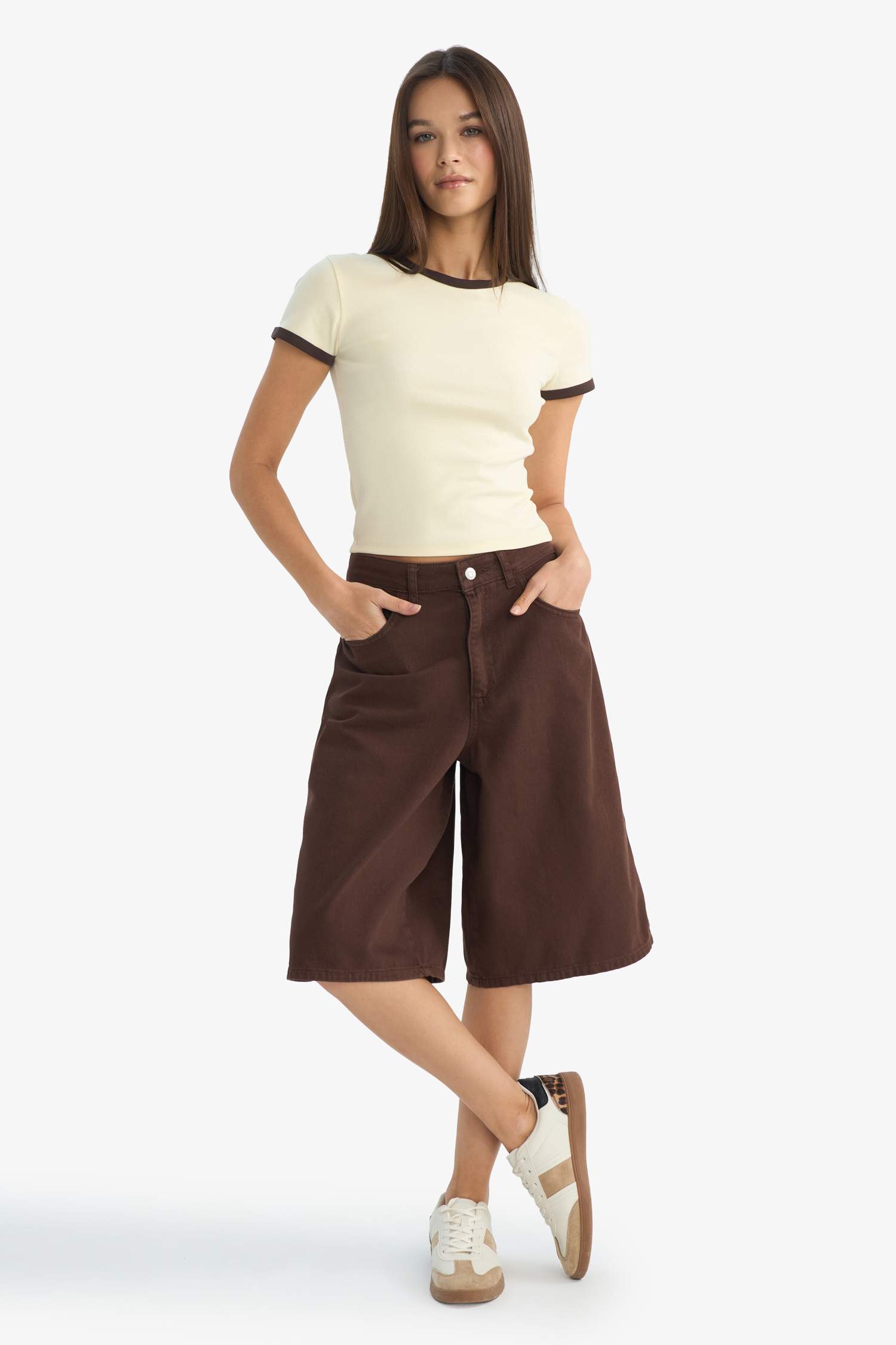 Футболка в рубчик Fitted с коротким рукавом