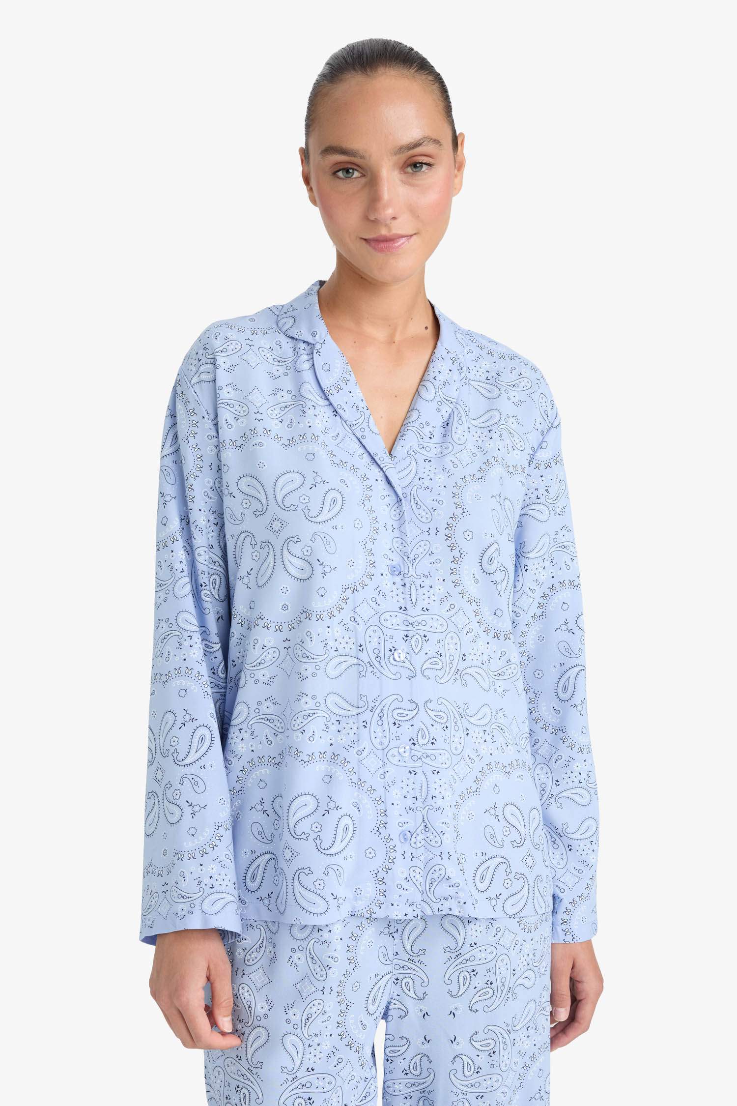 Fall in Love Regular Fit Patterned Top Bottoms 2 Piece Pajama Set