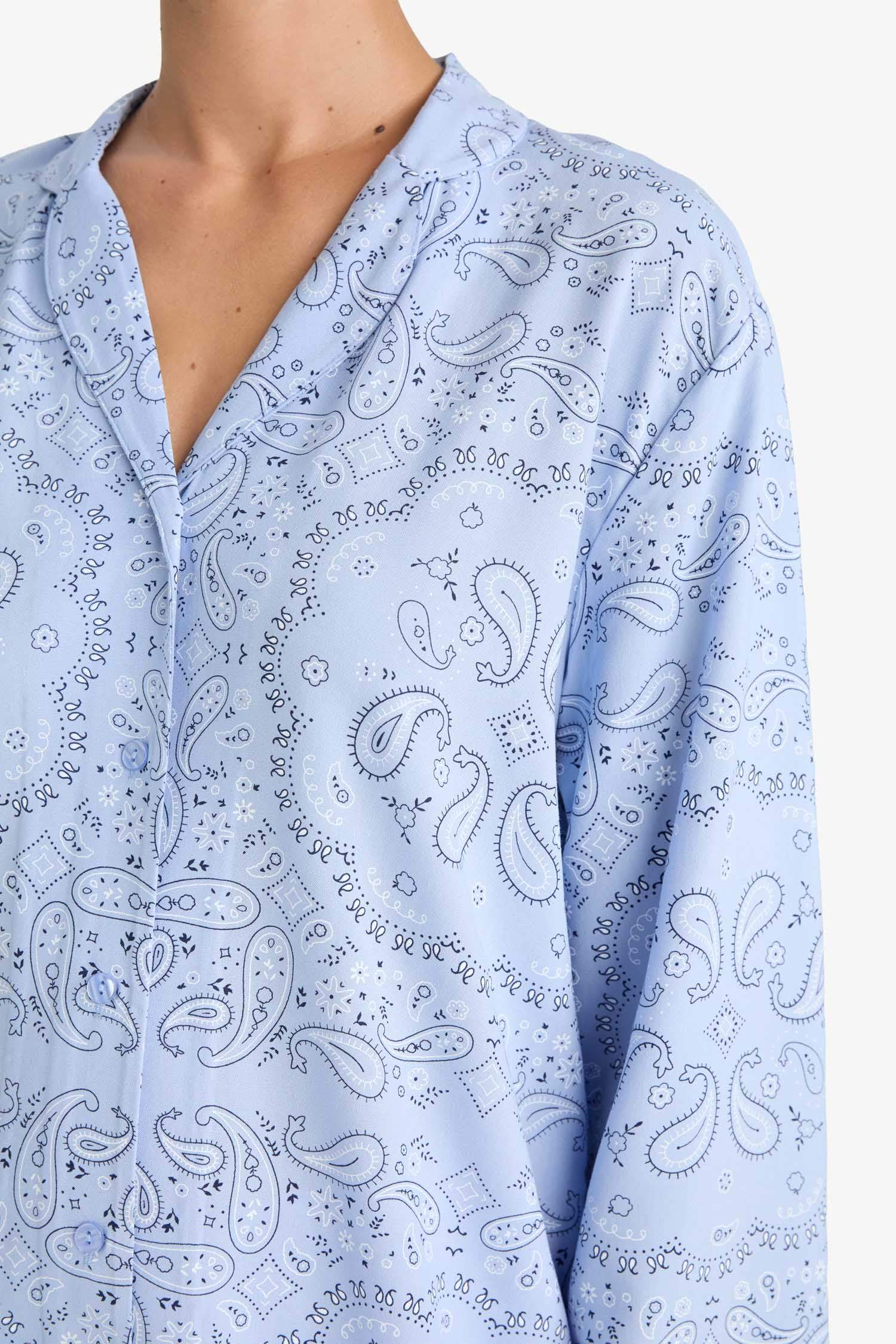 Fall in Love Regular Fit Patterned Top Bottoms 2 Piece Pajama Set