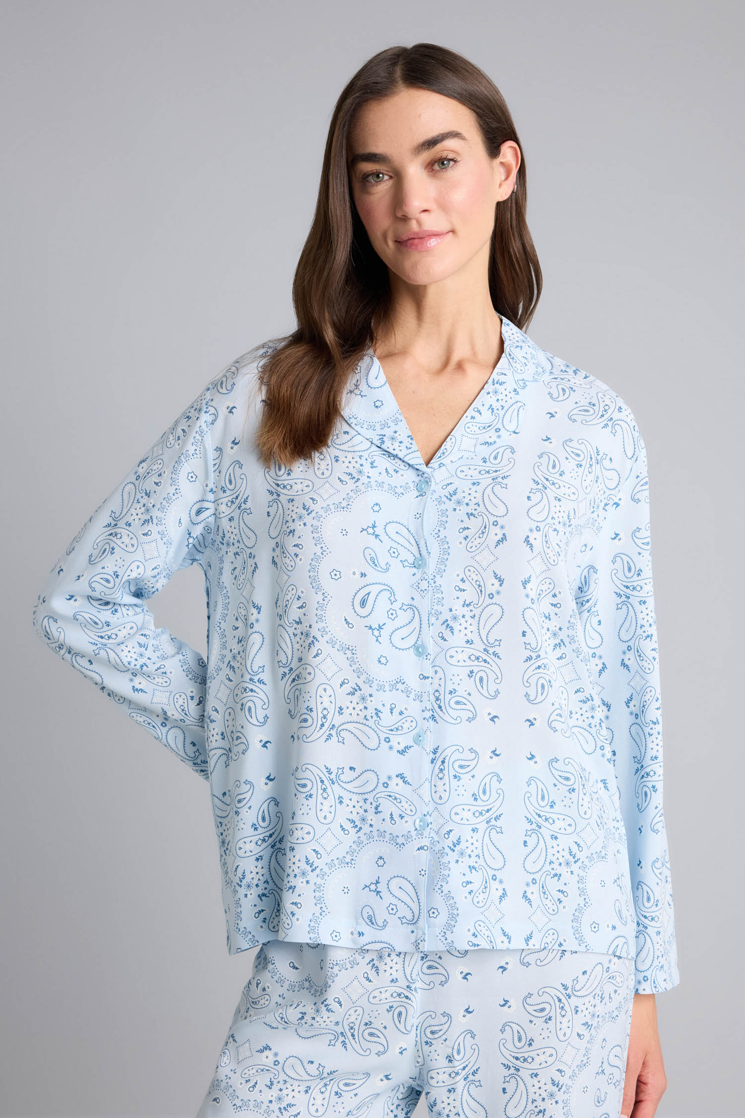 DeFacto Regular Fit Desenli Uzun Kollu Üst Uzun Alt Pijama Takımı görsel 3