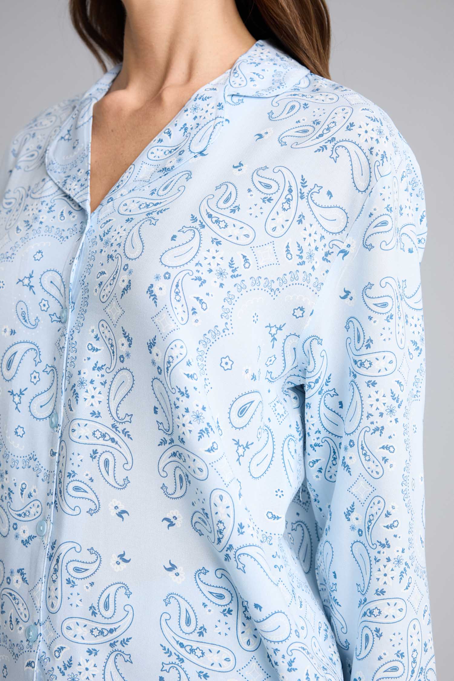 DeFacto Regular Fit Desenli Uzun Kollu Üst Uzun Alt Pijama Takımı görsel 4