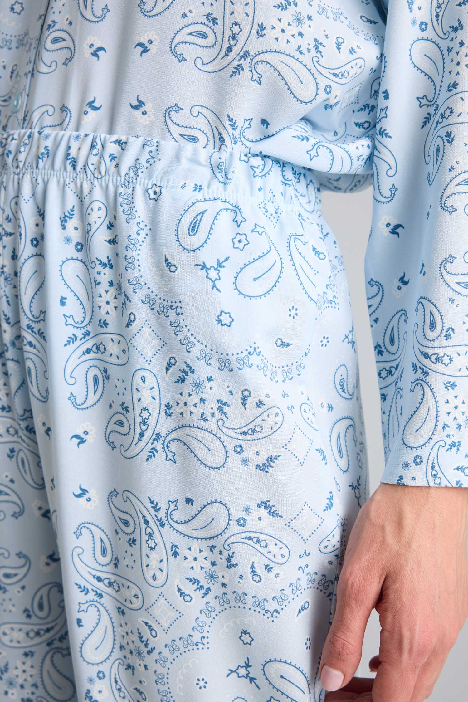 DeFacto Regular Fit Desenli Uzun Kollu Üst Uzun Alt Pijama Takımı görsel 6