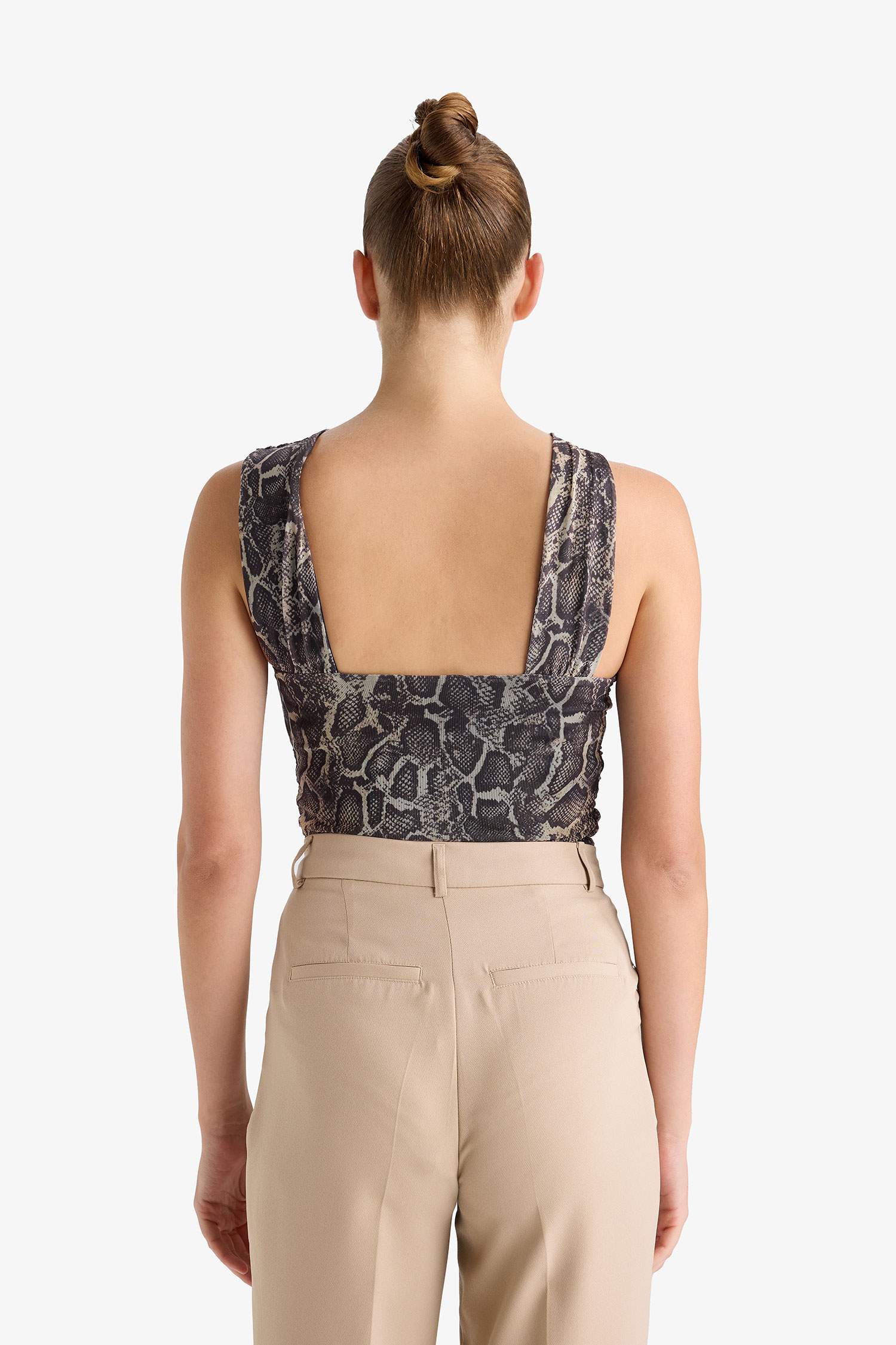 Animal Tulle Halter Collar Tank Top