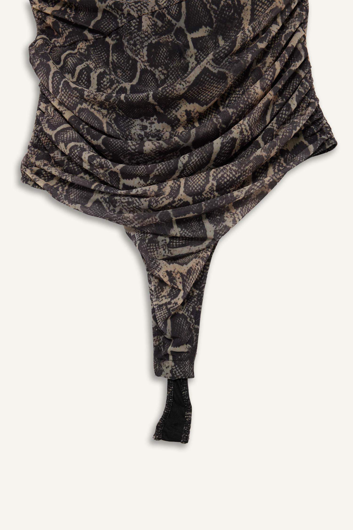 Animal Tulle Halter Collar Tank Top