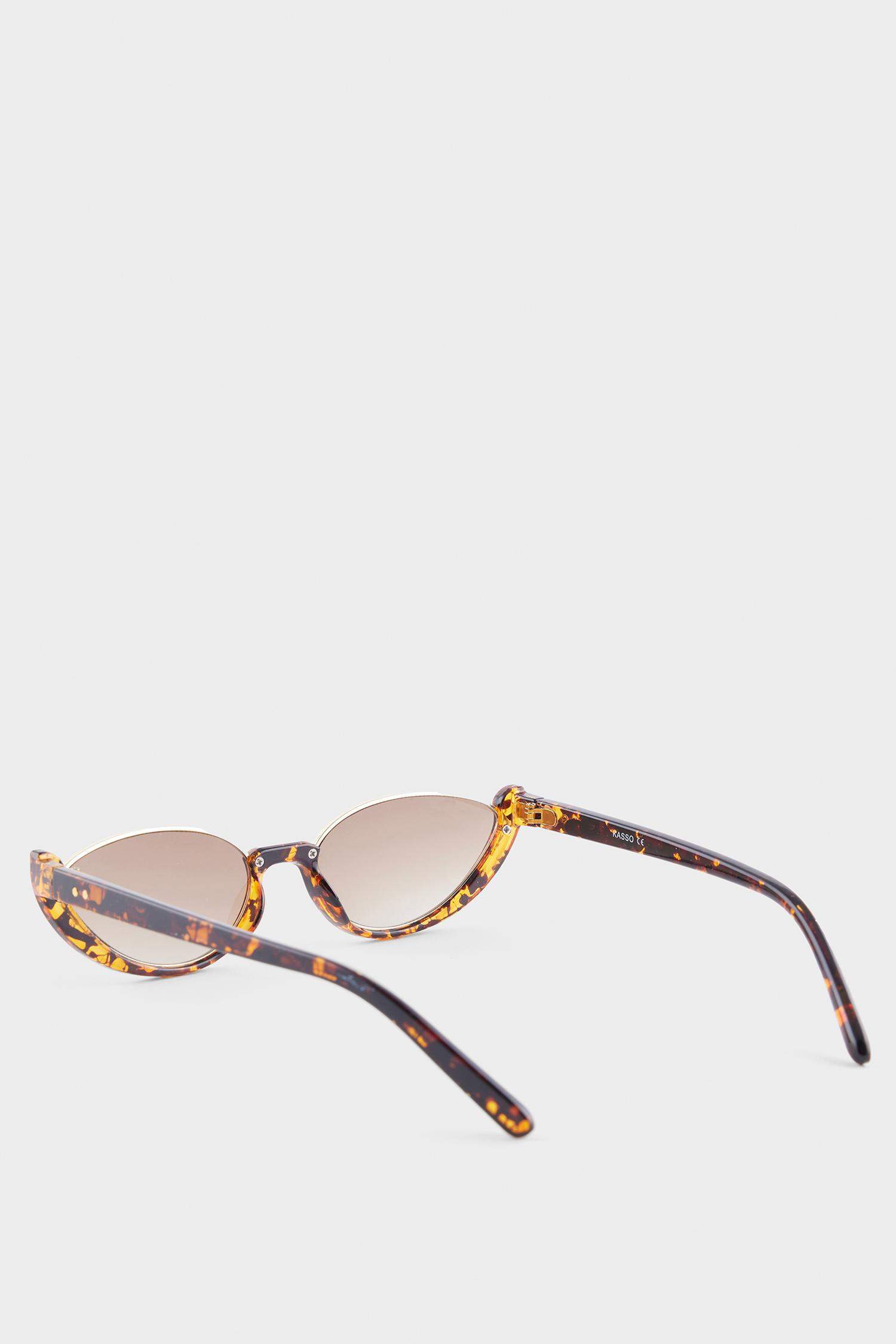 DCEY x DeFacto Kadın Kedi Gözü Formunda Leopar Güneş Gözlüğü