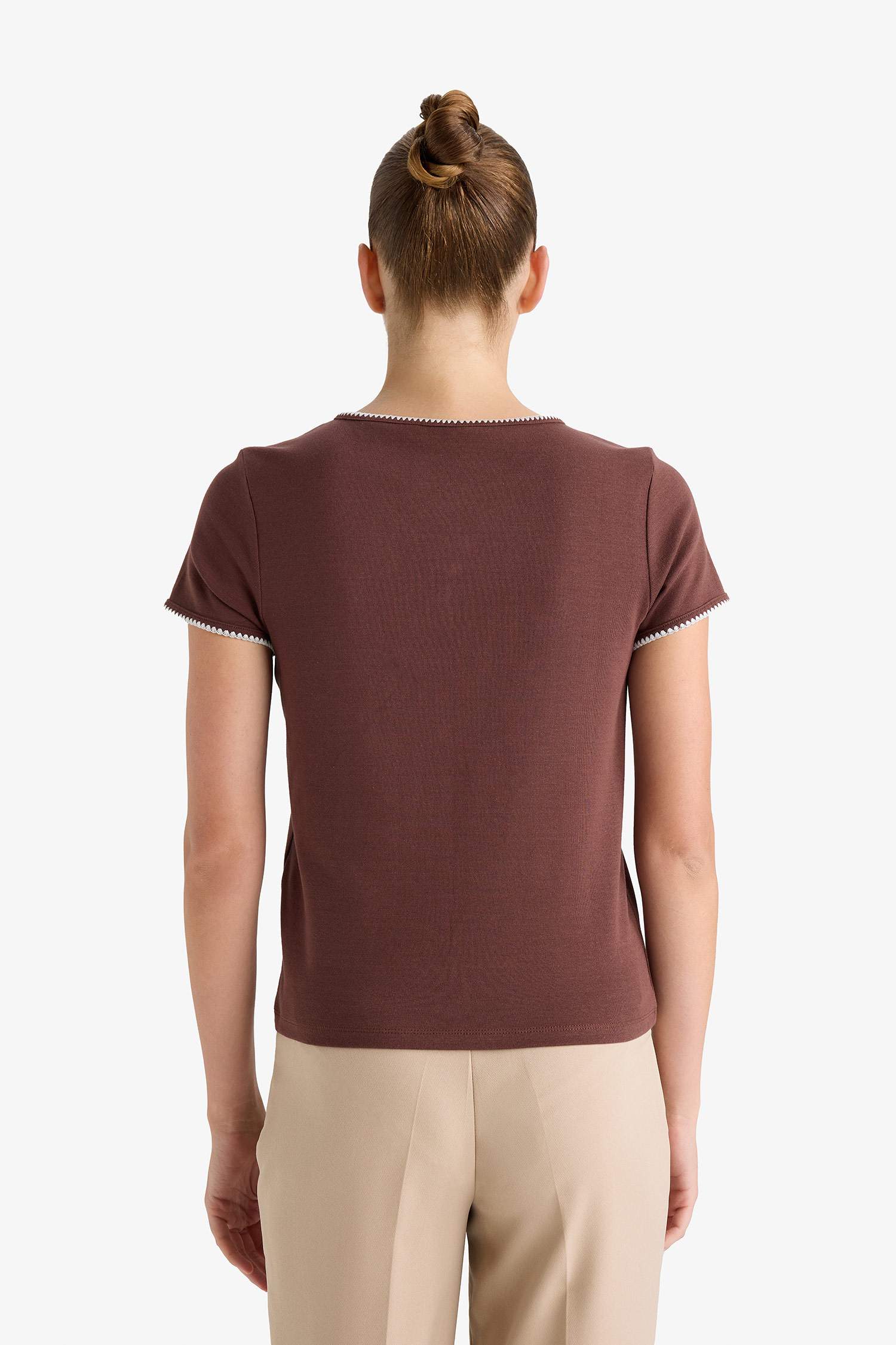 Regular Fit Crew Neck Ribbed T-Shirt