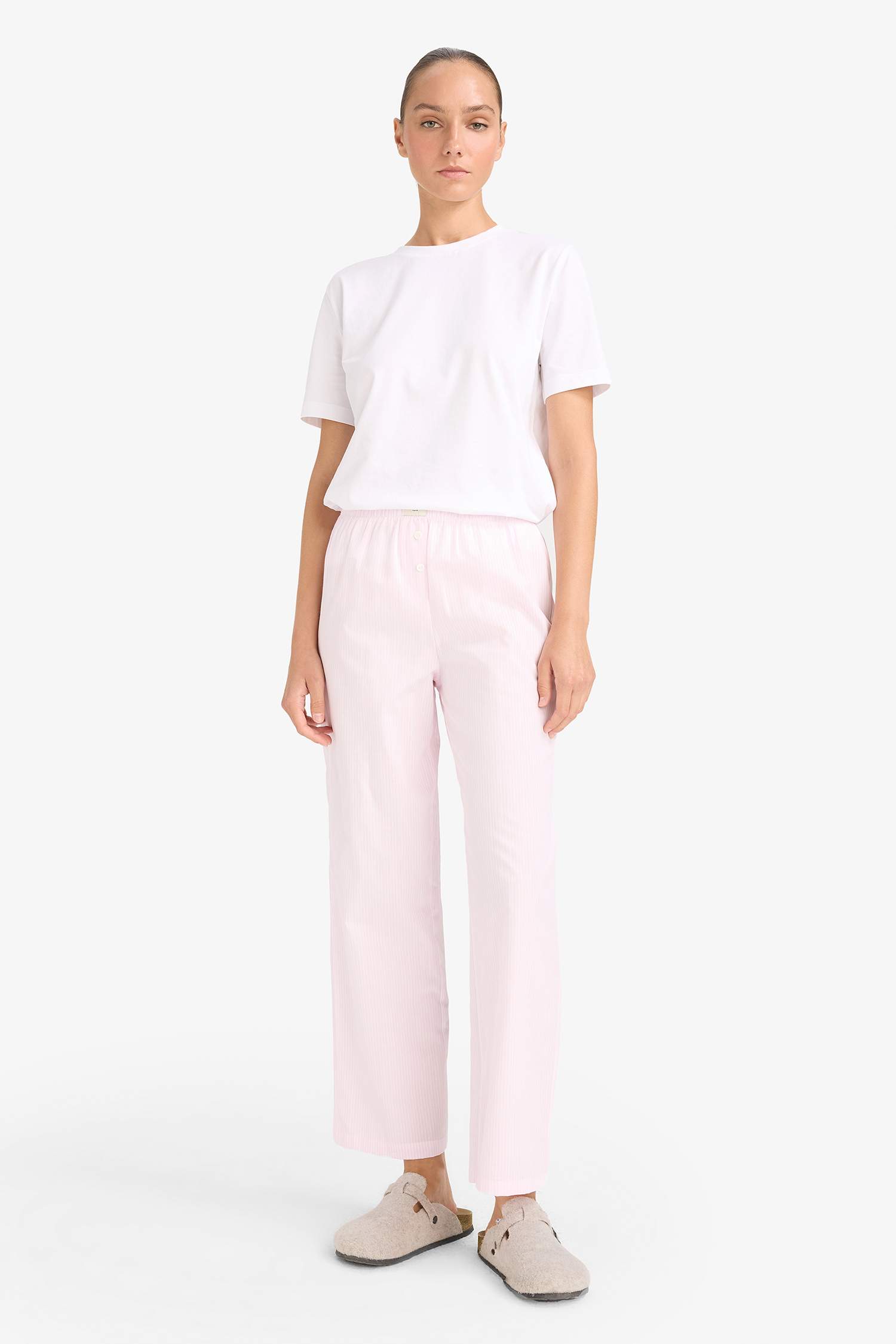 Regular Fit Uzun Poplin Pijama Altı