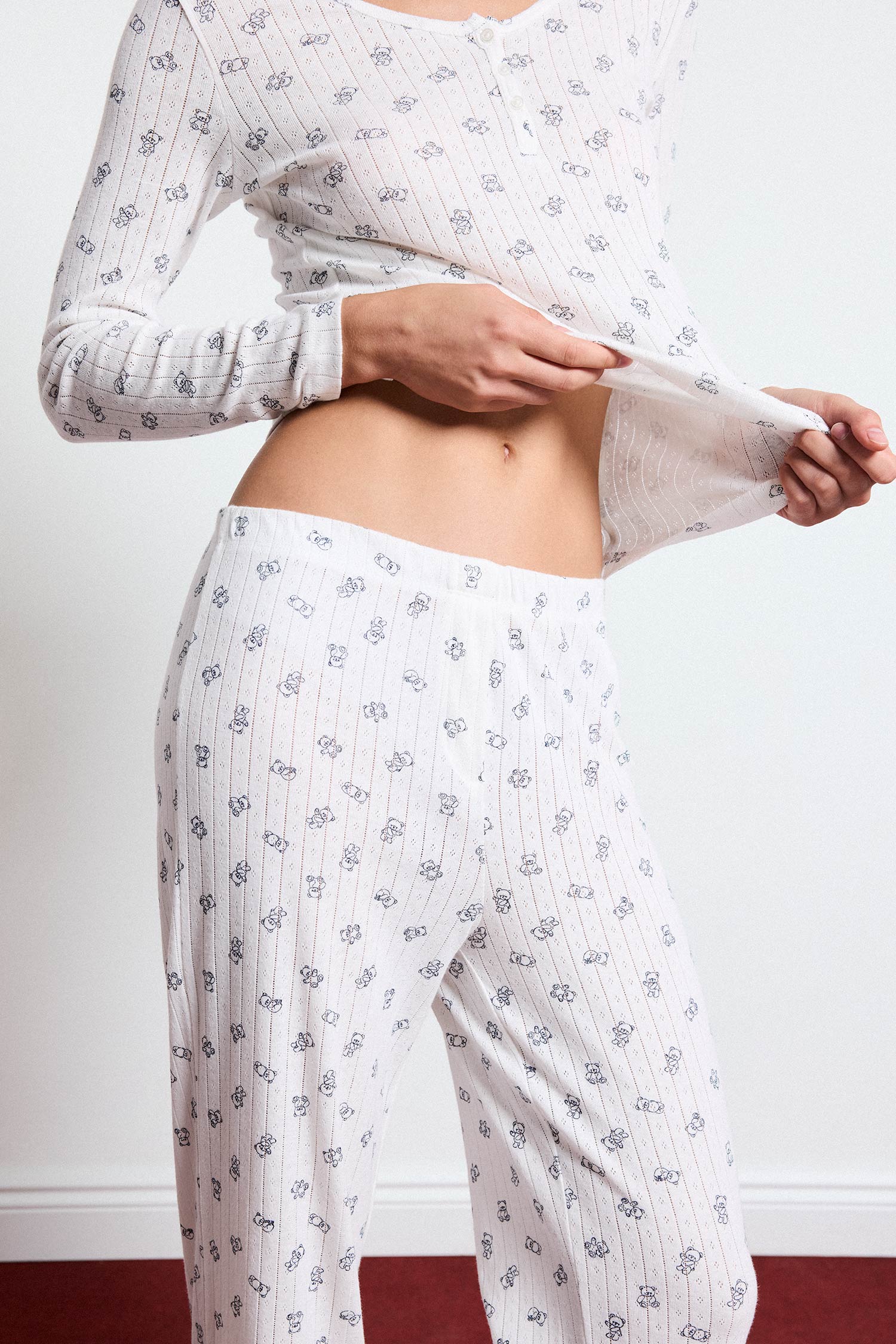 DeFacto Regular Fit Ayıcıklı Uzun Kollu Pijama Takımı görsel 4