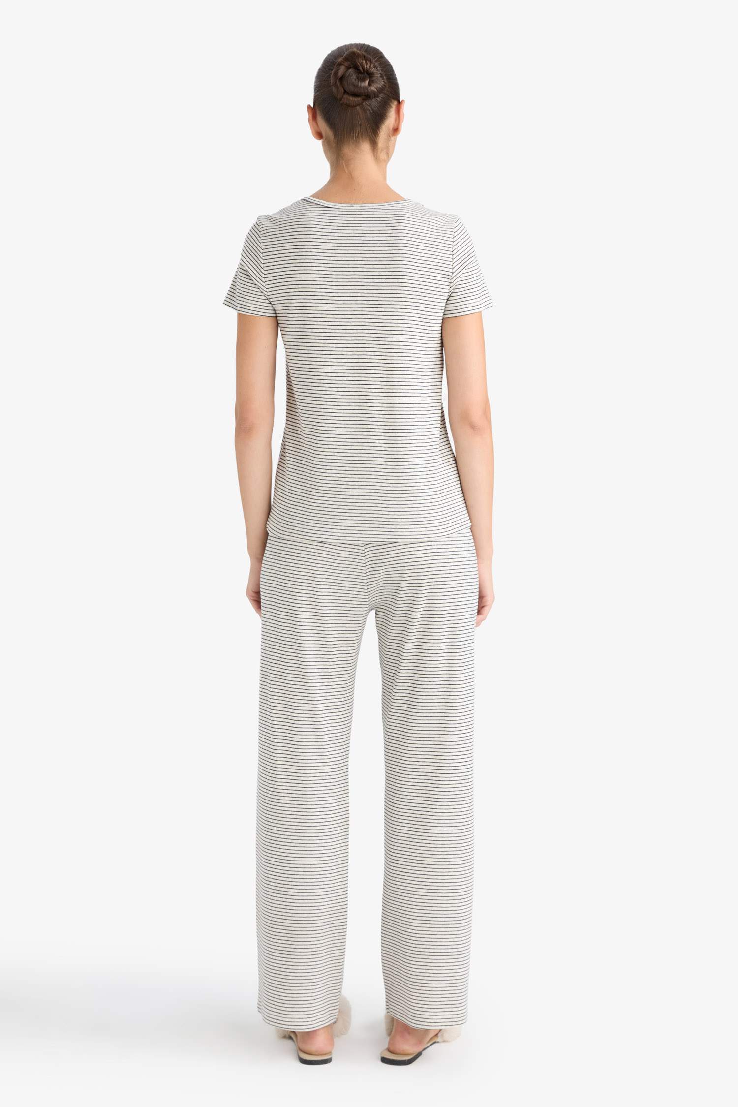 Fall in Love Regular Fit Striped Top Bottom 2 Piece Set