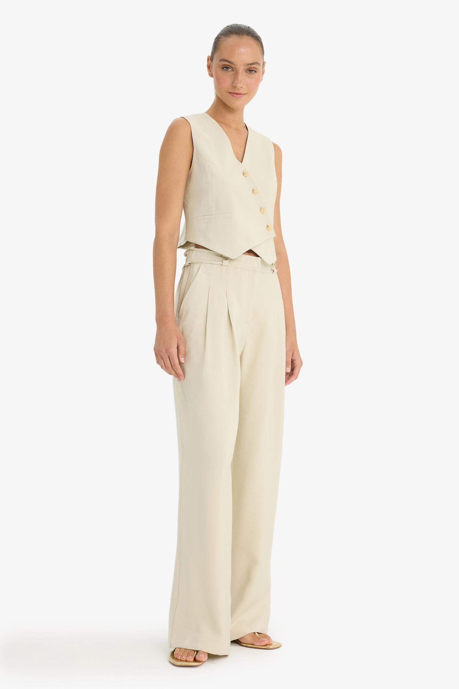 Wide Leg Long Length Tencel Trousers