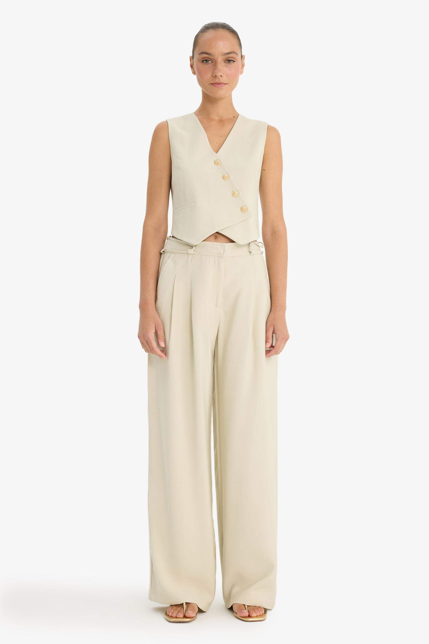 Wide Leg Long Length Tencel Trousers