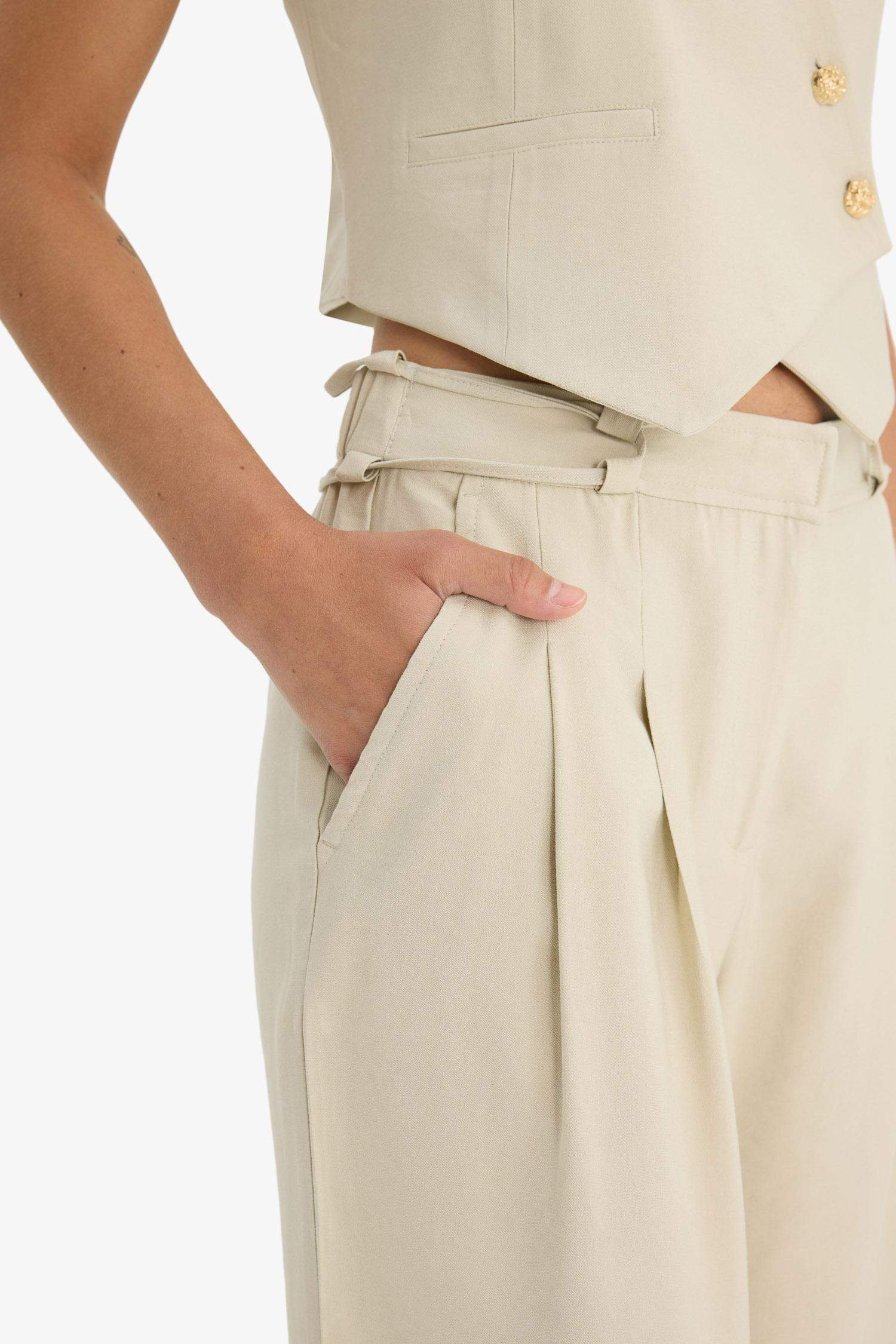 Wide Leg Long Length Tencel Trousers