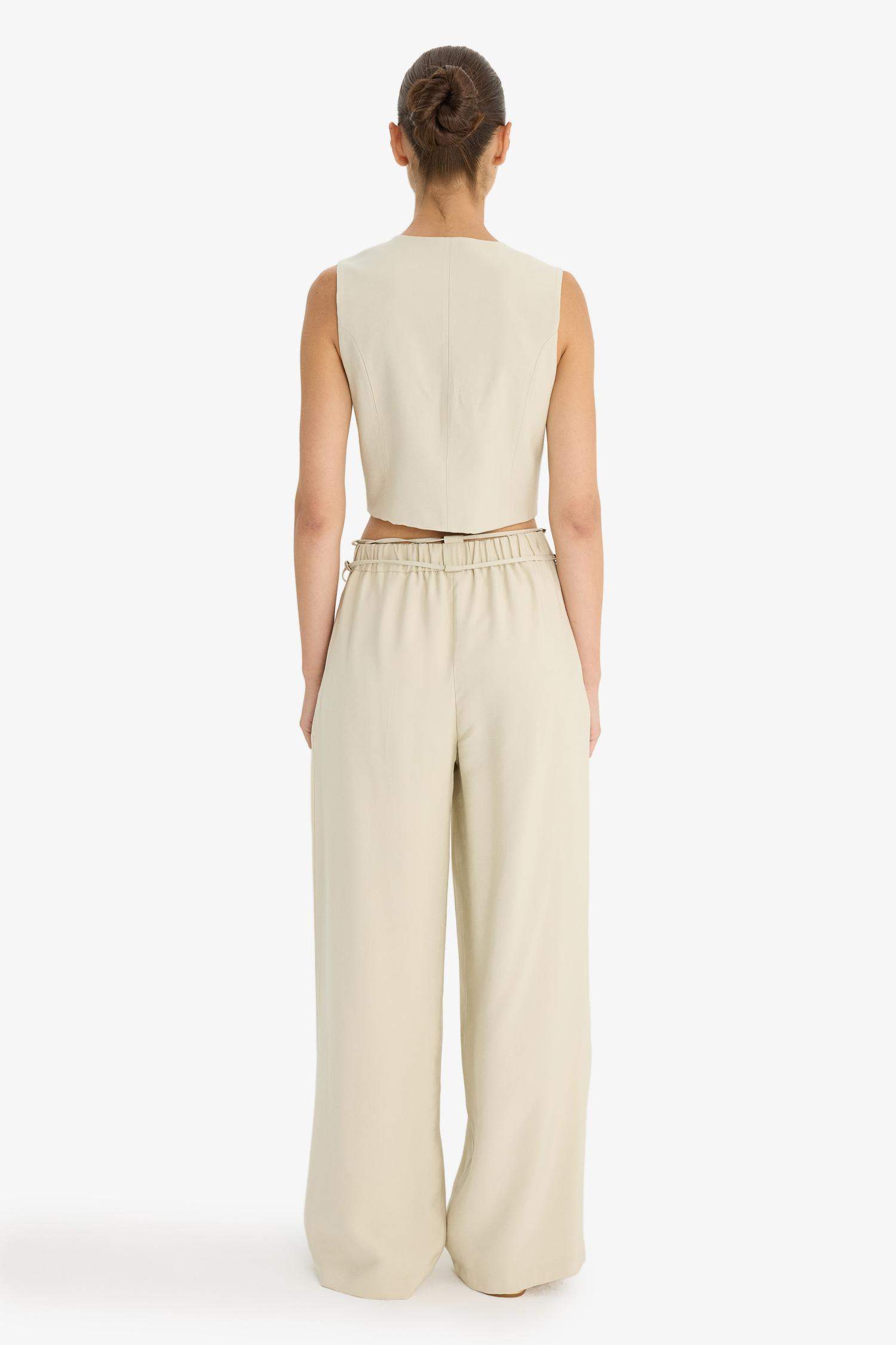 Wide Leg Long Length Tencel Trousers