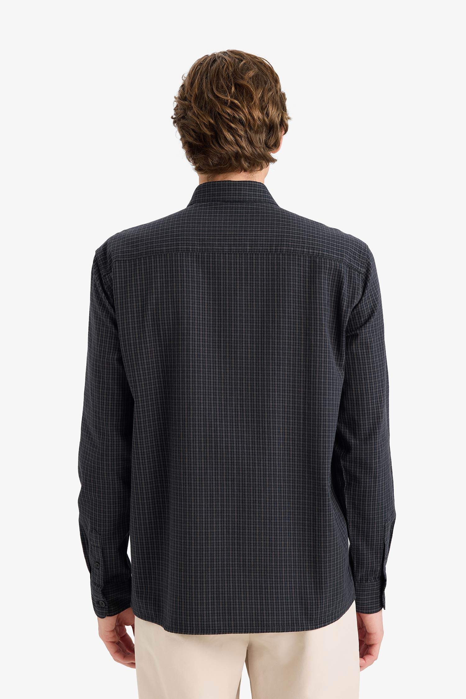 Regular Fit Polo Yaka Baskılı Uzun Kollu Gömlek