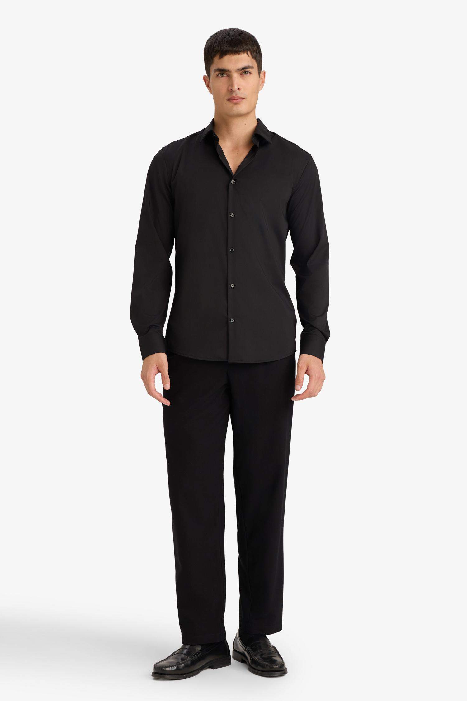 Slim Fit поло жағалы ұзын жеңді негізгі basic жейде