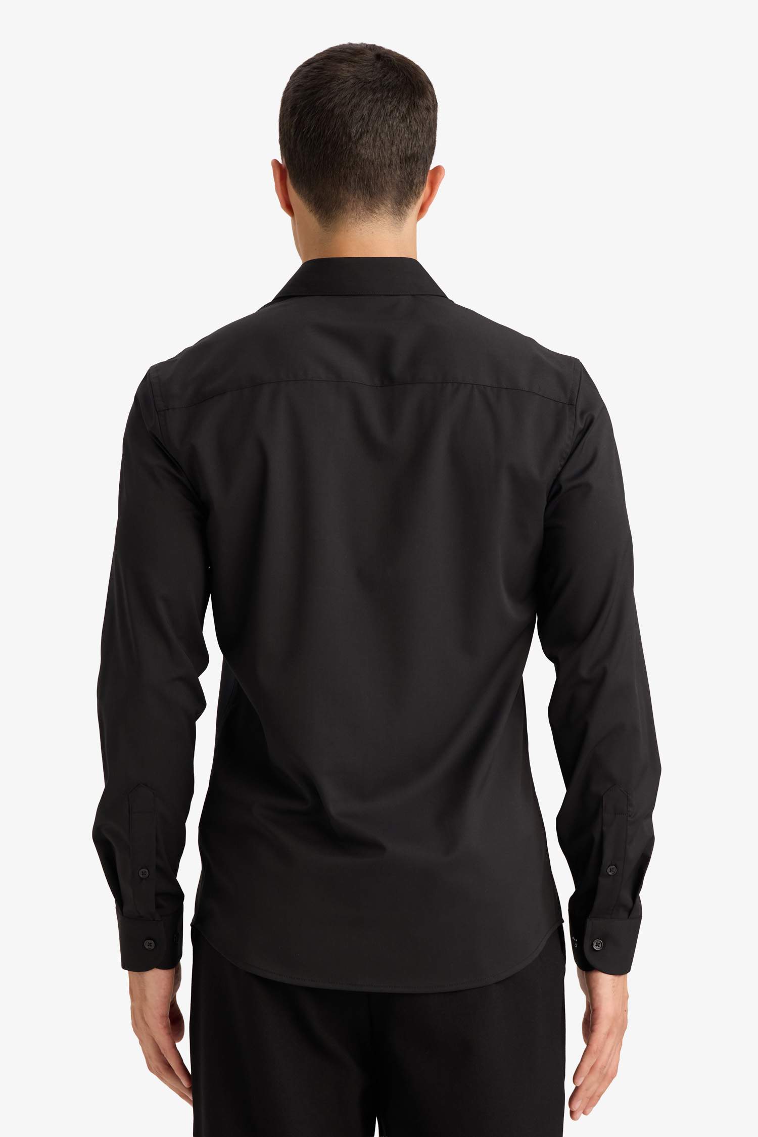 Slim Fit поло жағалы ұзын жеңді негізгі basic жейде