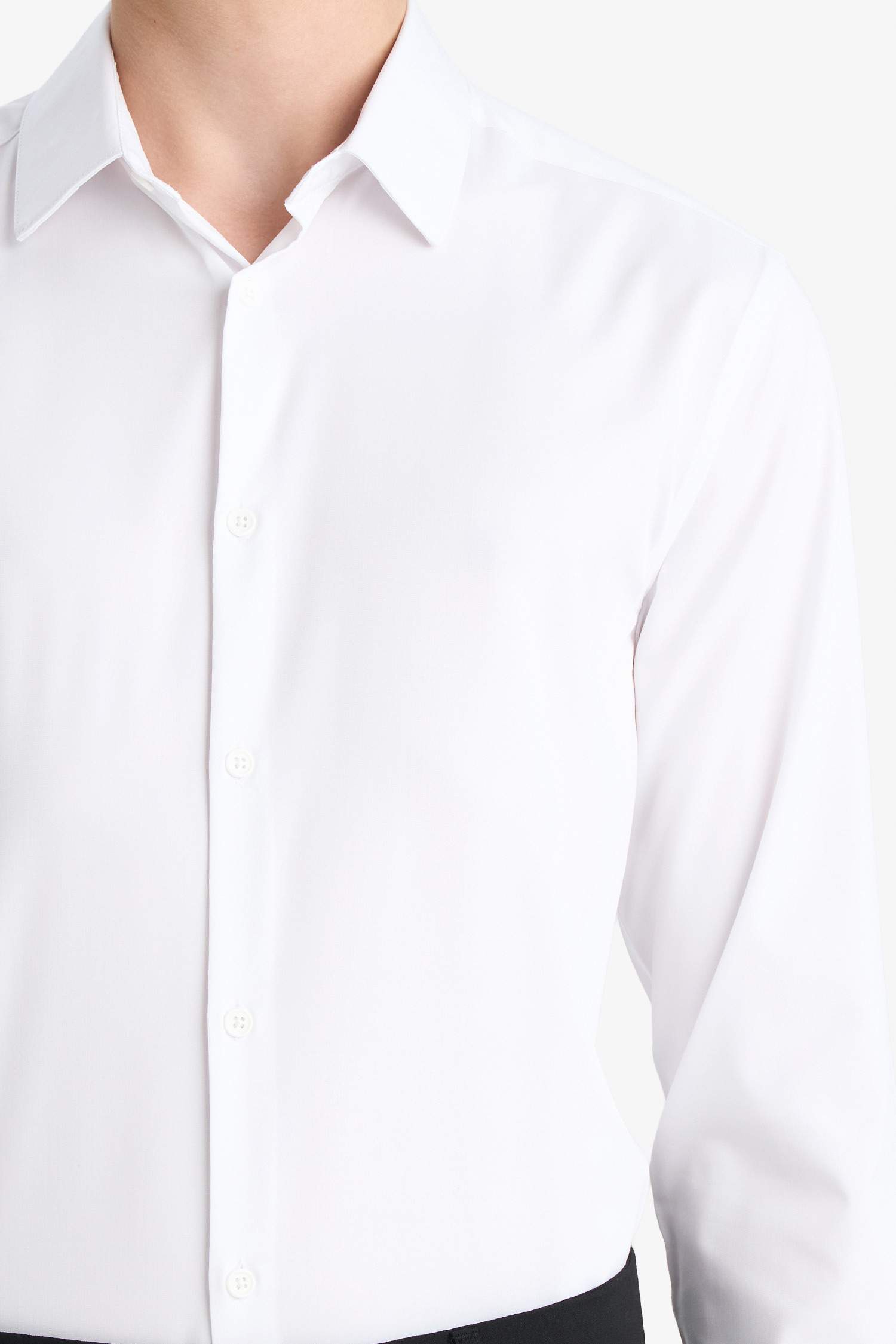 Slim Fit поло жағалы ұзын жеңді негізгі basic жейде