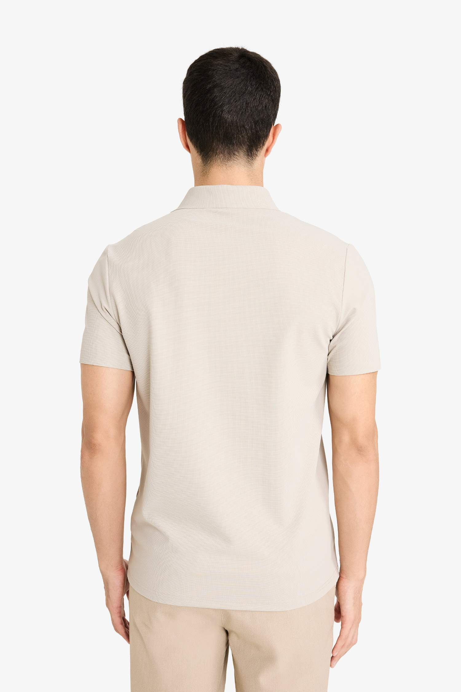 Slim Fit поло жағалы қысқа жеңді поло футболка