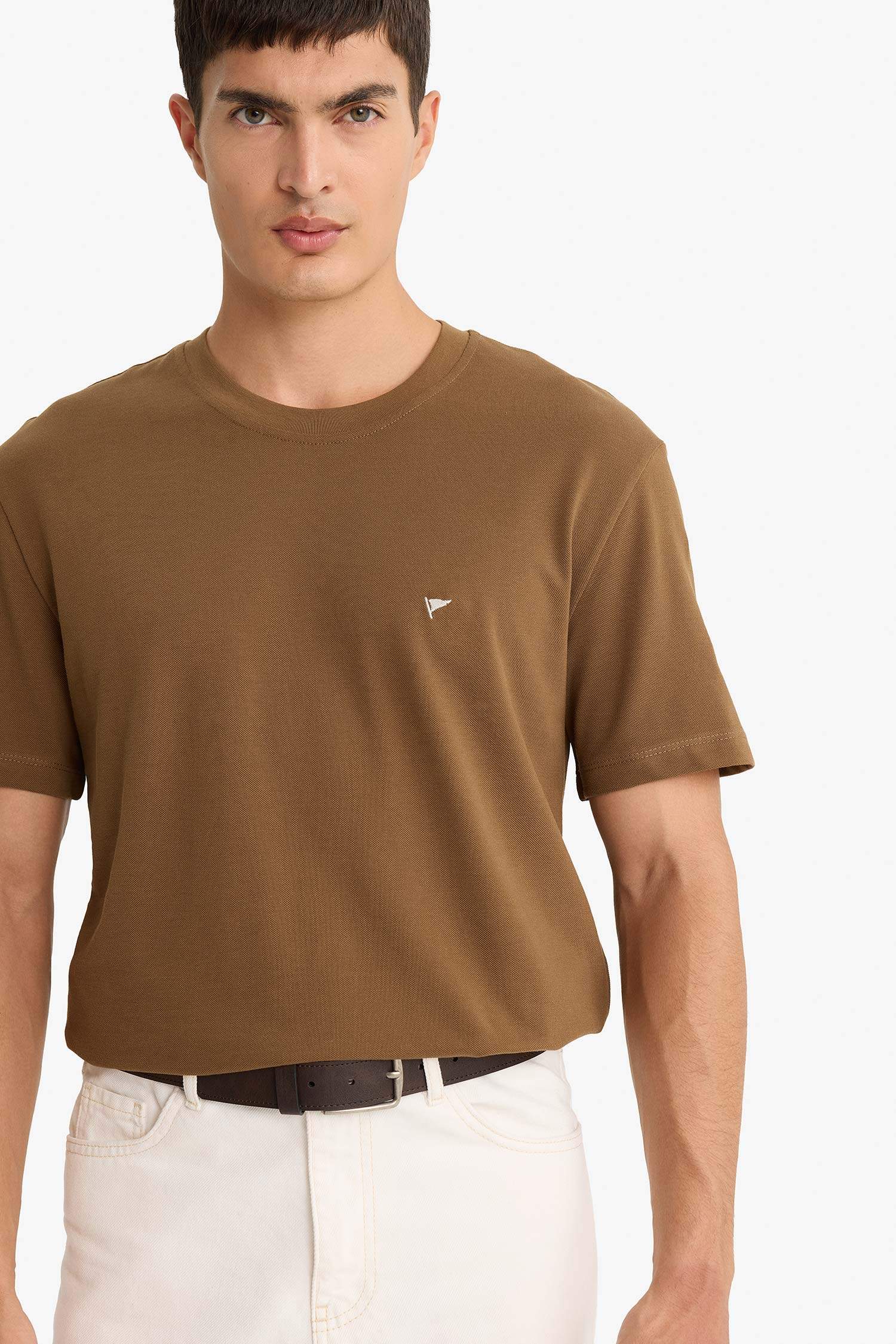 Bisiklet Yaka Pike Kısa Kollu Tişört