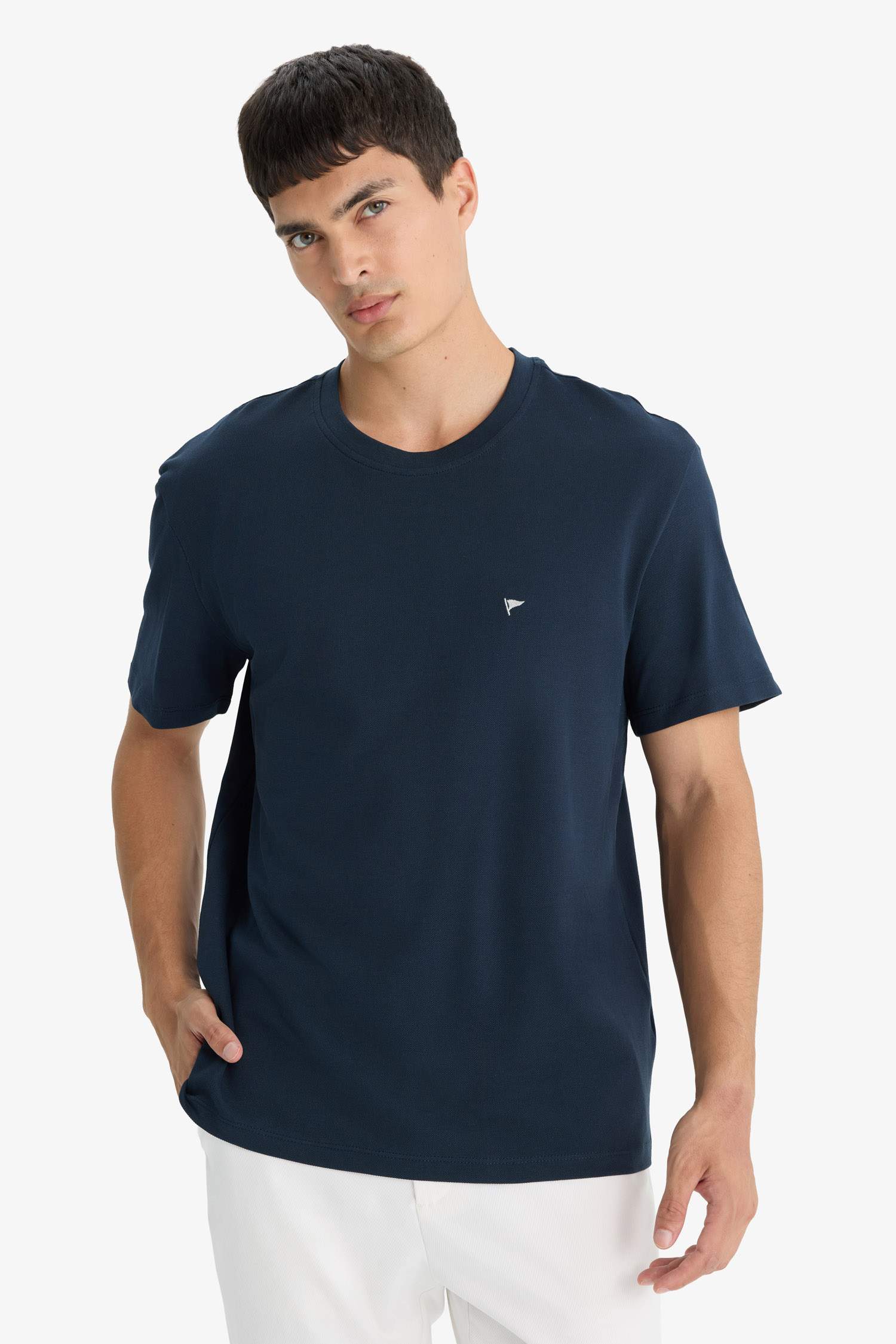 Bisiklet Yaka Pike Kısa Kollu Tişört