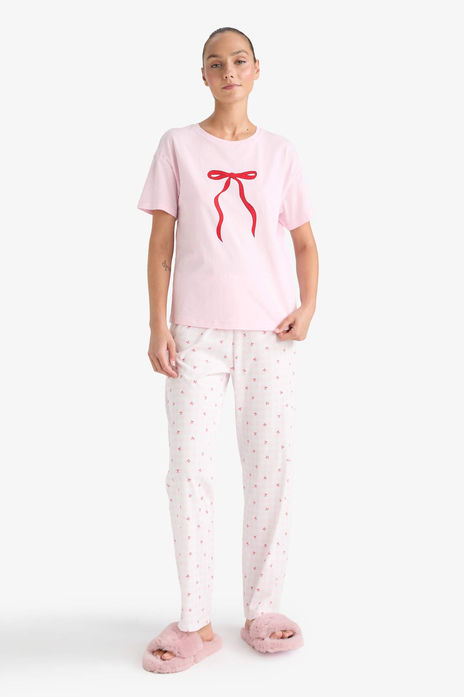 Pijama Takımı Regular Fit Kısa Kollu Üst Uzun Alt-Fall in Love